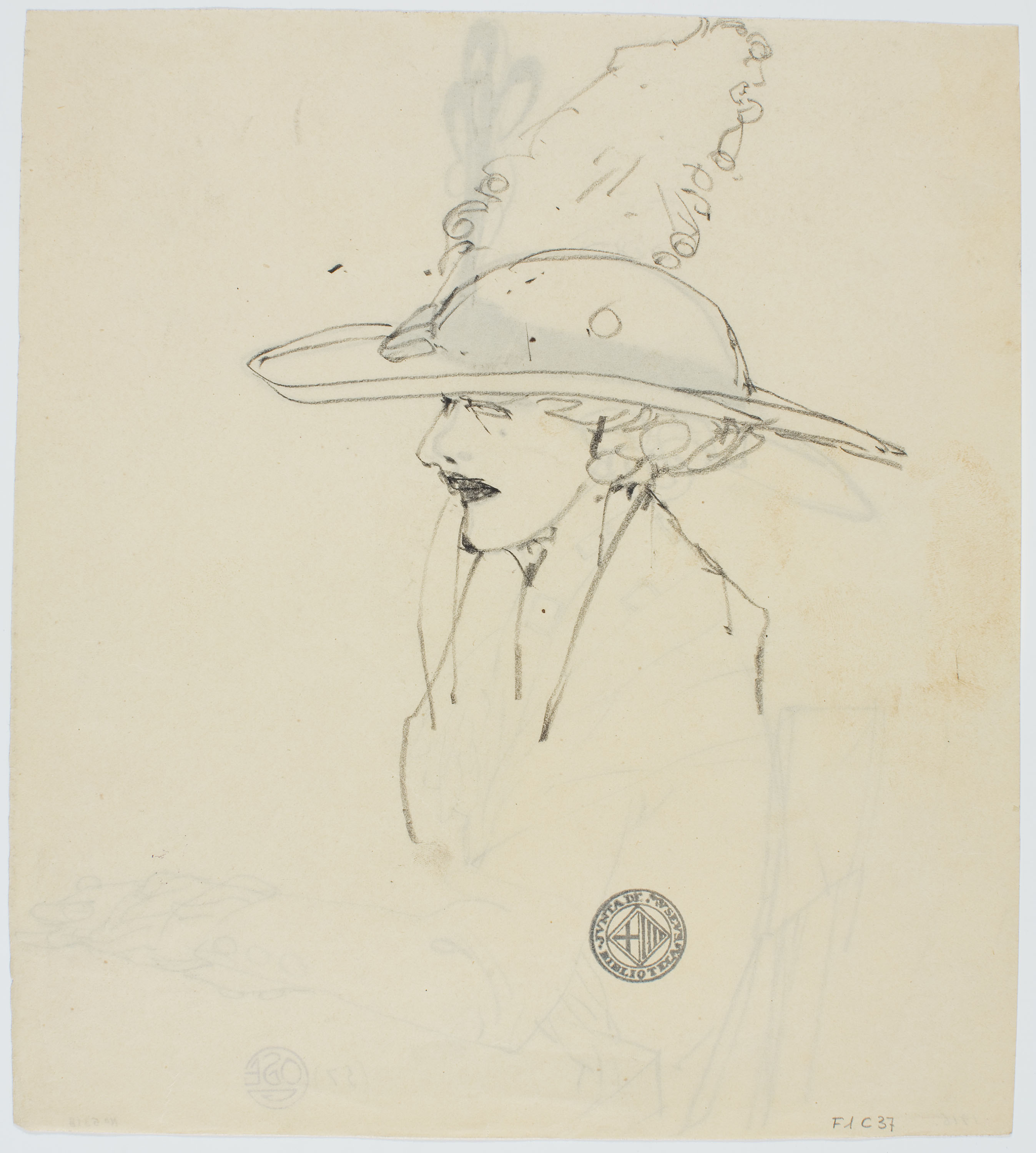 image for: Francesc Xavier Gosé - Dama asseguda (anvers) / Dama (revers) - Cap a 1909-1912 [1]