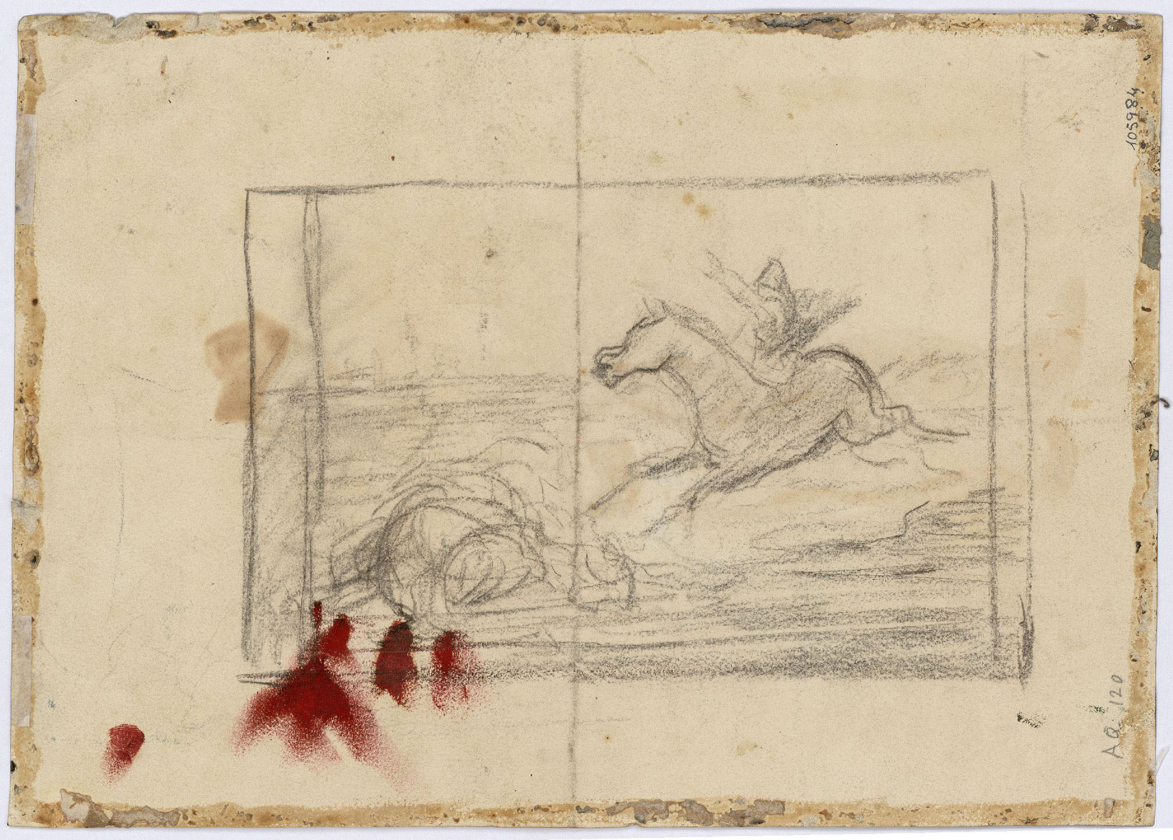 image for: Marià Fortuny - Jove amb indumentària del segle XVI (anvers) / Estudi per a la litografia «El suïcidi de Leònia» (revers) - Cap a 1857 [1]