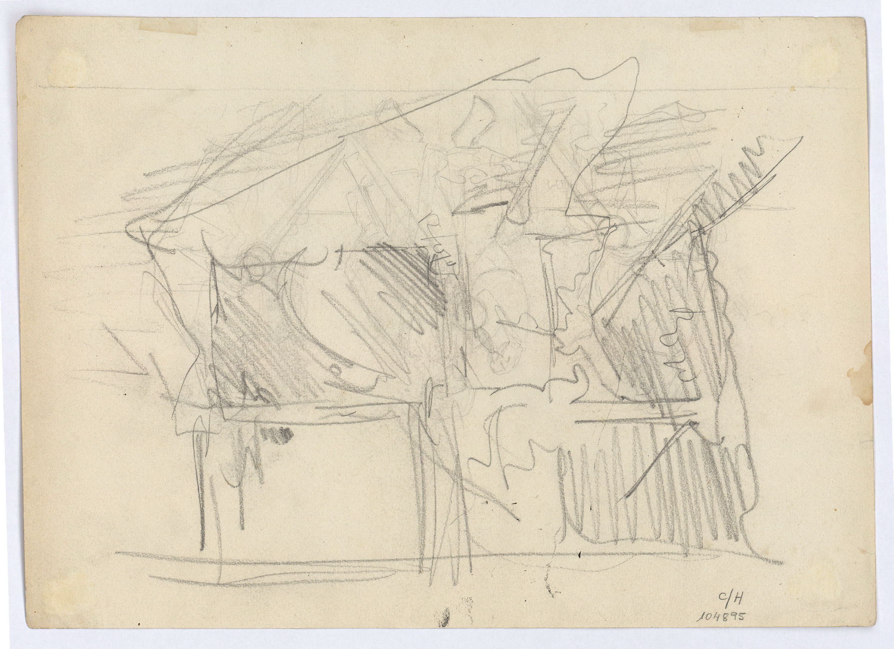 image for: Marià Fortuny - Pati d&#039;una casa a Granada (anvers) / Croquis d&#039;una façana (revers) - Cap a 1868-1872 [1]