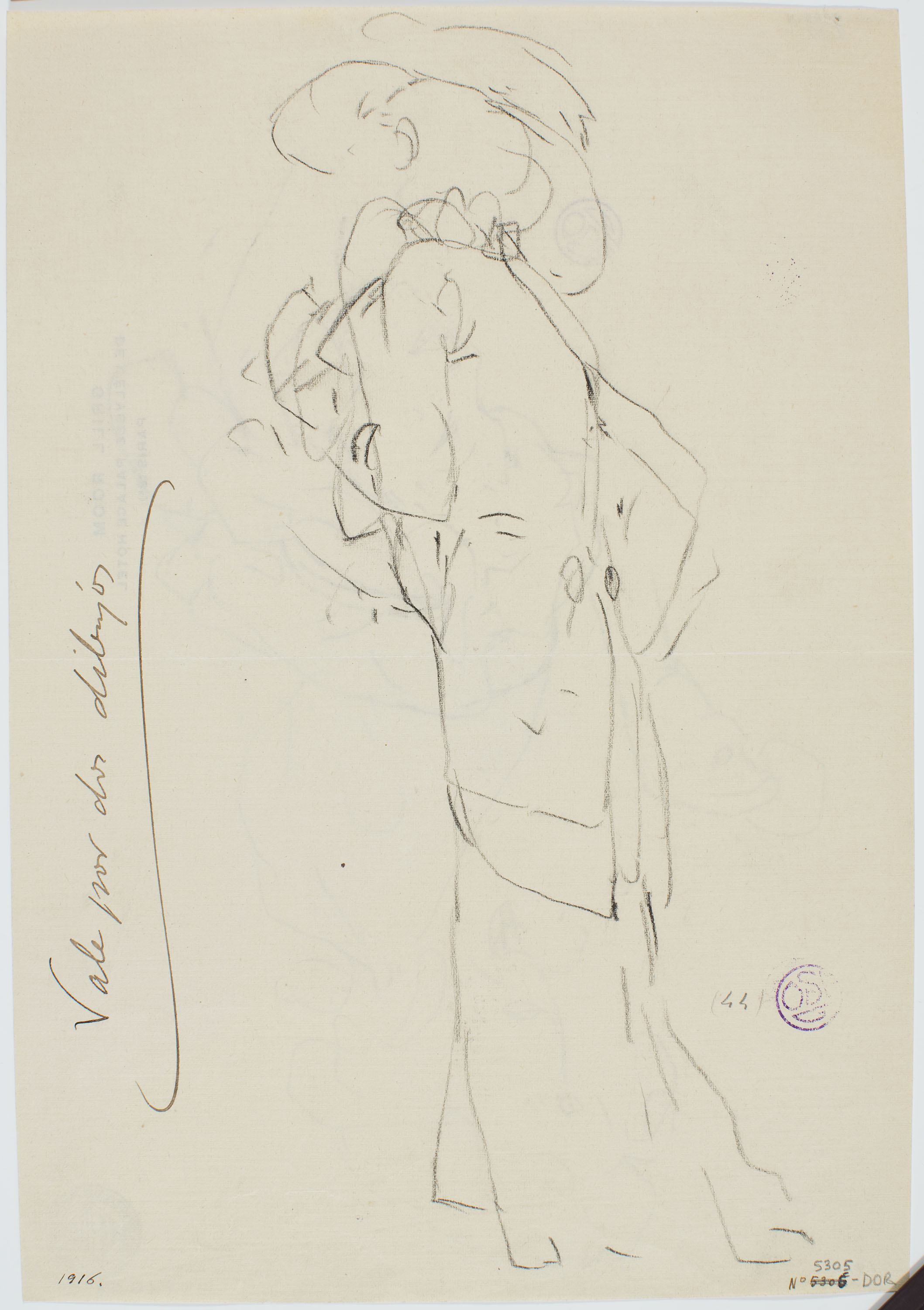 image for: Francesc Xavier Gosé - Estudi de caps femenins (anvers) / Dama d&#039;esquena (revers) - Cap a 1906-1909 [1]