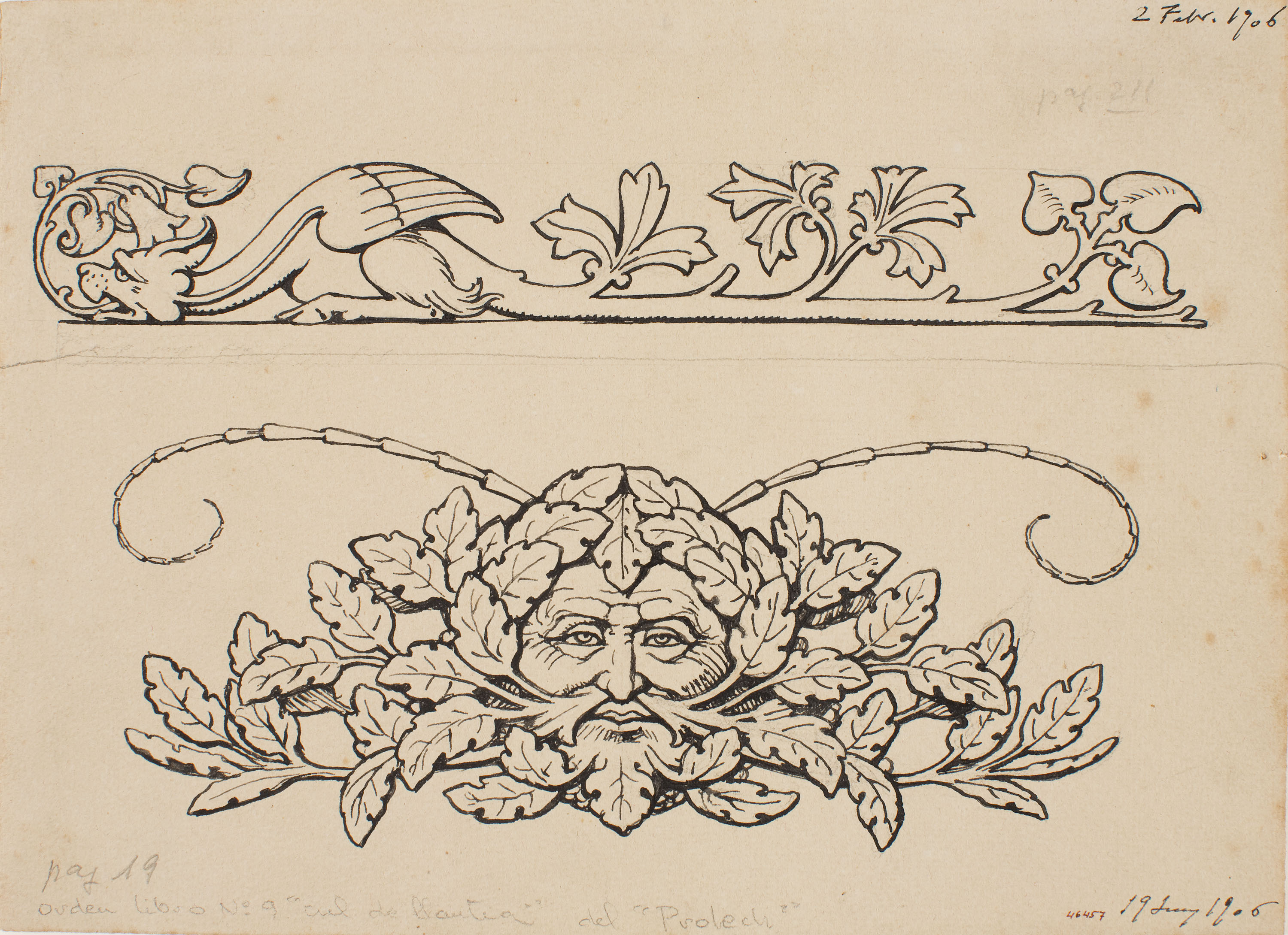 image for: Apel·les Mestres - Composicions de tema fantàstic. Il·lustració per al poema «Liliana» d&#039;Apel·les Mestres (frontispici i capçalera de pàgina) - 1906