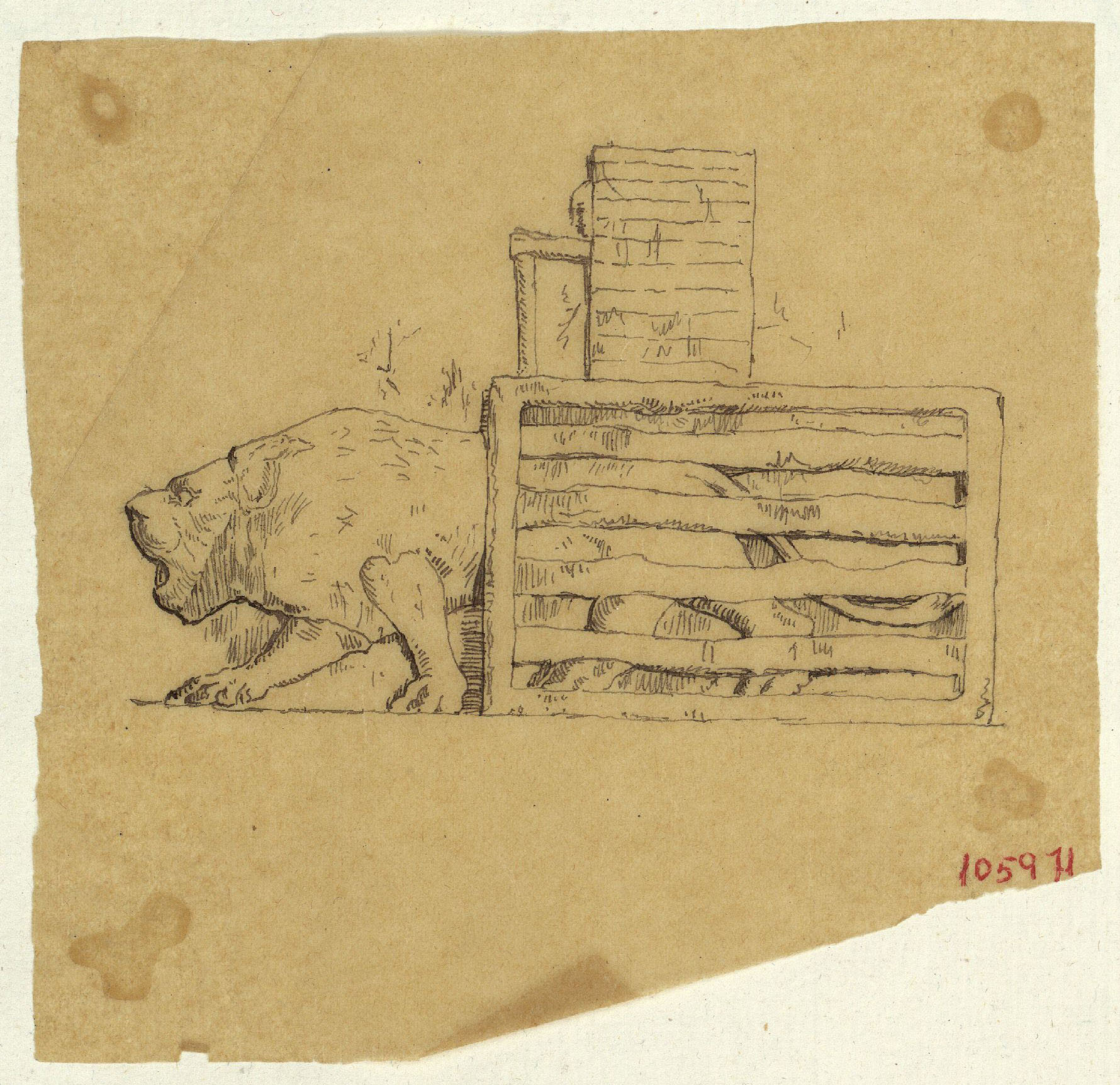 image for: Marià Fortuny - Calc d&#039;una lleona (motiu assiri) - Cap a 1867-1872