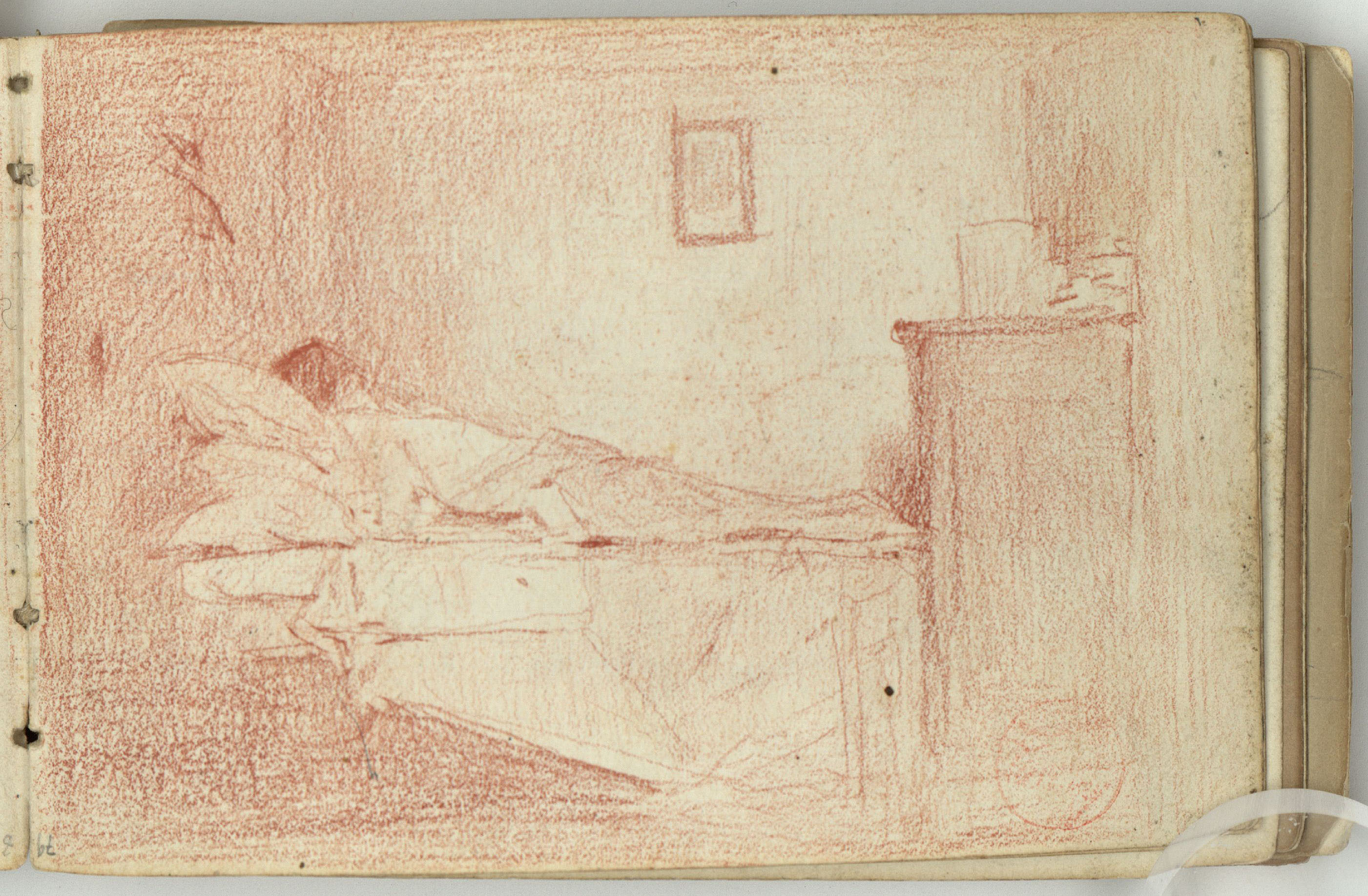 image for: Marià Fortuny - Bou (anvers) / Dormitori amb figura al llit (revers) - Cap a 1866-1872 [1]