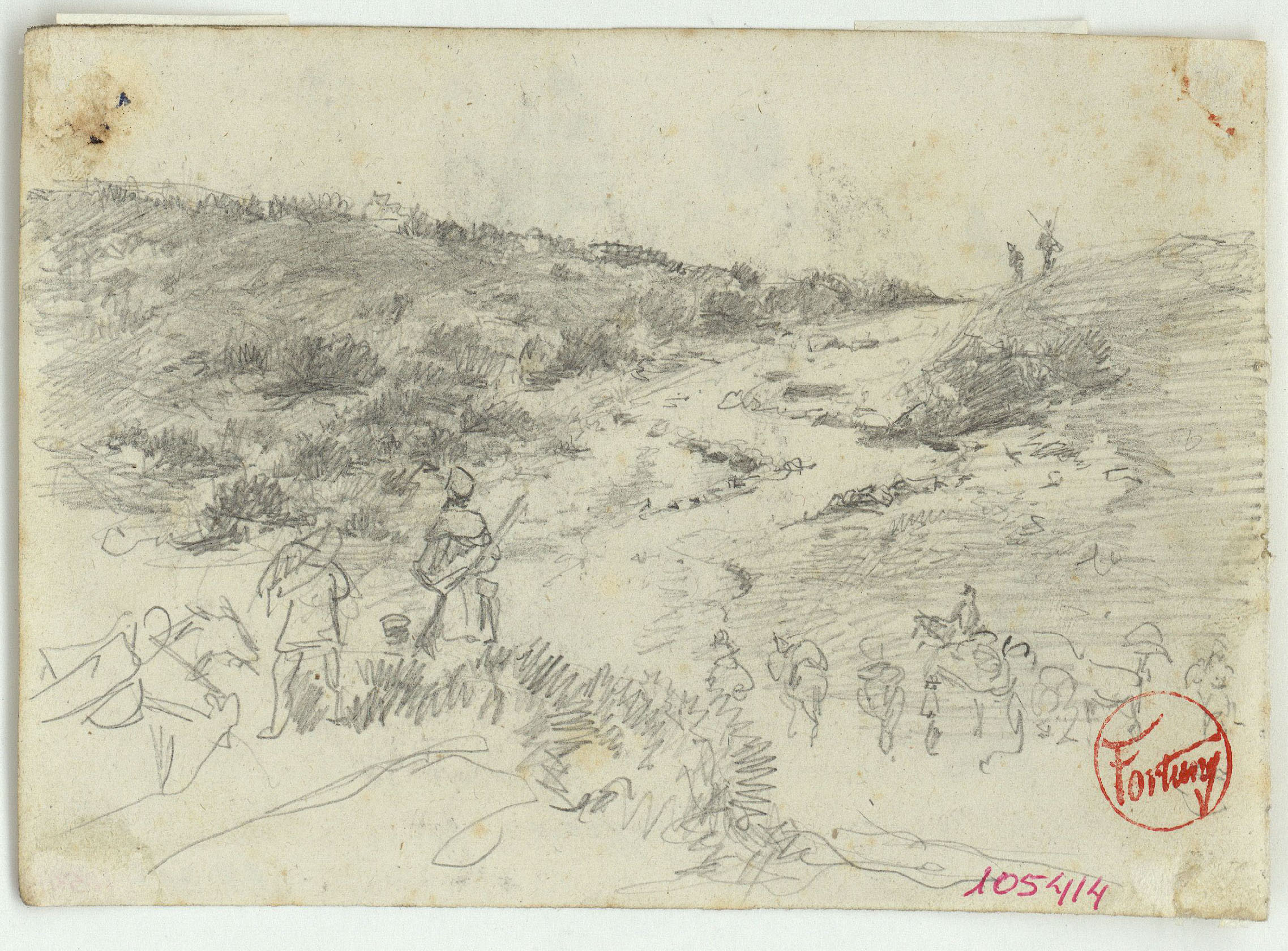 image for: Marià Fortuny - Paisatge marroquí amb l&#039;exèrcit (anvers) / Rifeños (revers) - Cap a 1860