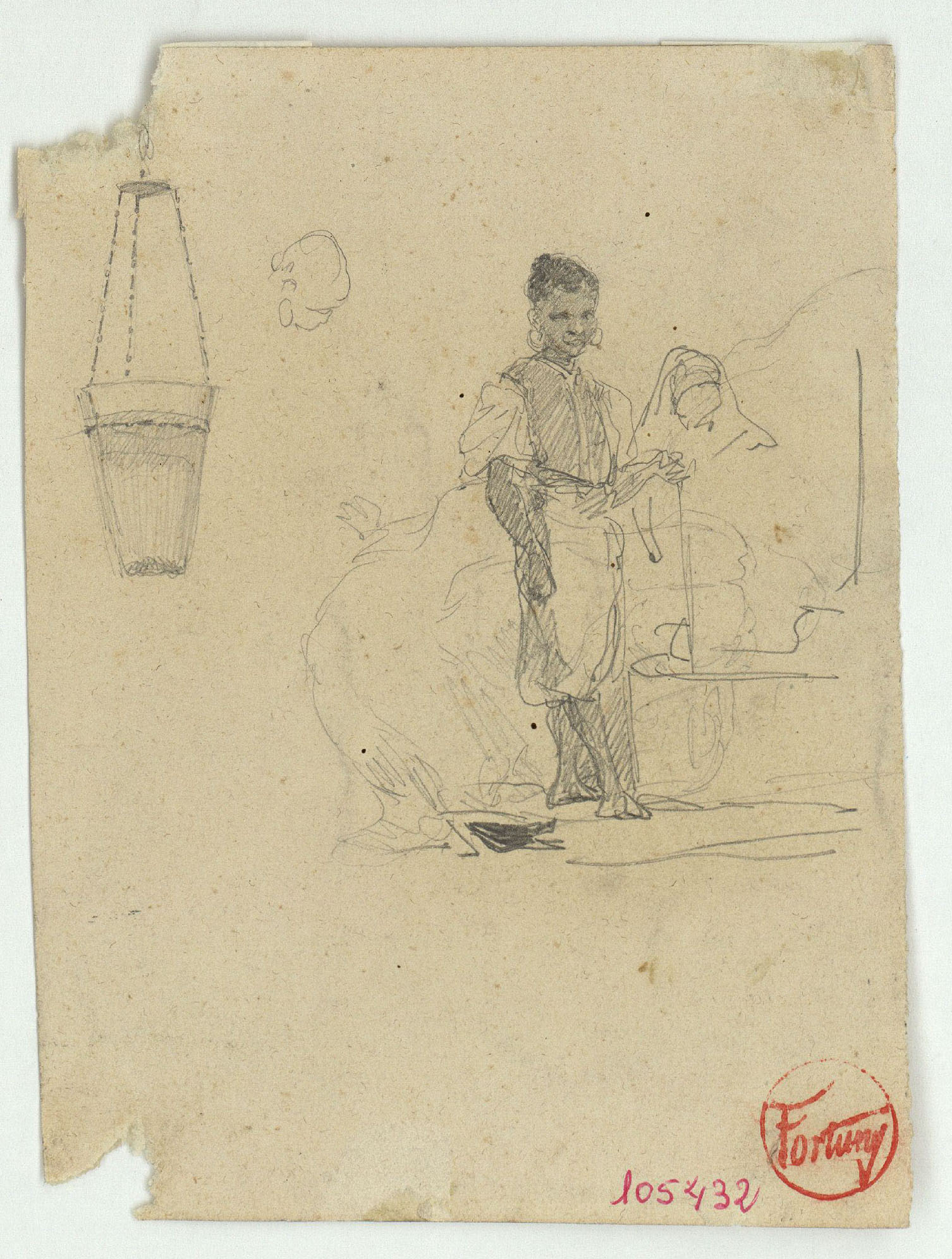 image for: Marià Fortuny - Marroquina (anvers) / Cavall (revers) - Cap a 1860-1862