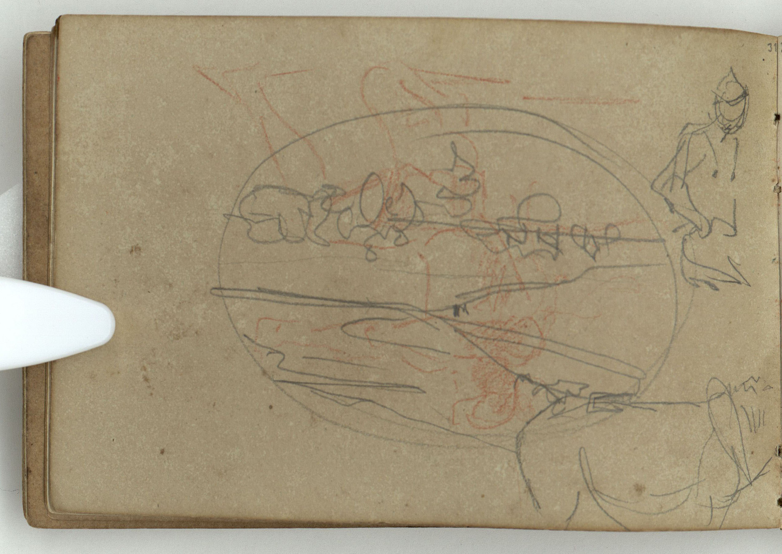 image for: Marià Fortuny - Croquis inconcret (anvers) / Croquis inconcret, figura i cavall (revers) - Cap a 1866-1872 [1]