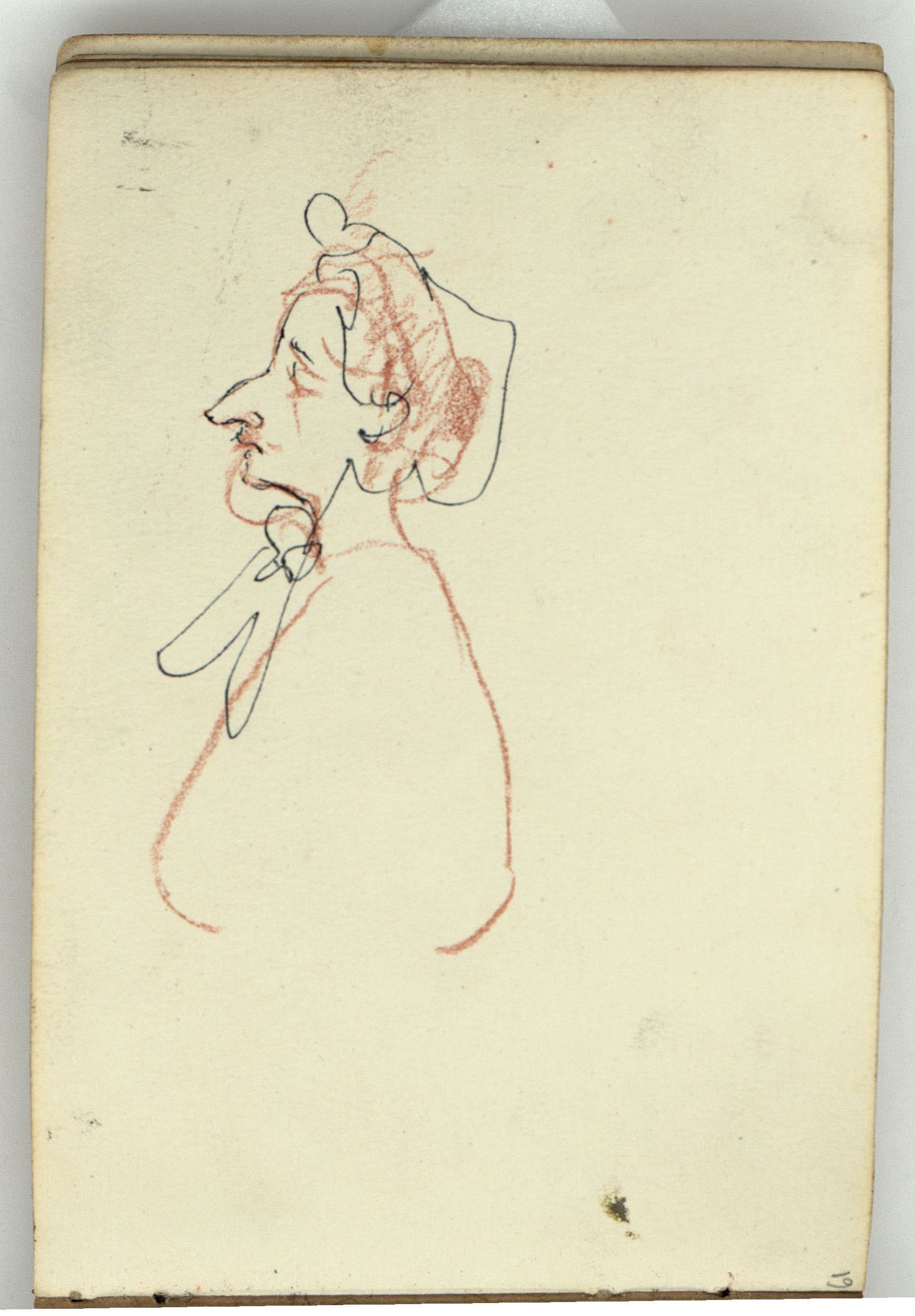 image for: Marià Fortuny - Caricatures (anvers) / Bust caricaturesc (revers) - Cap a 1866-1872 [1]