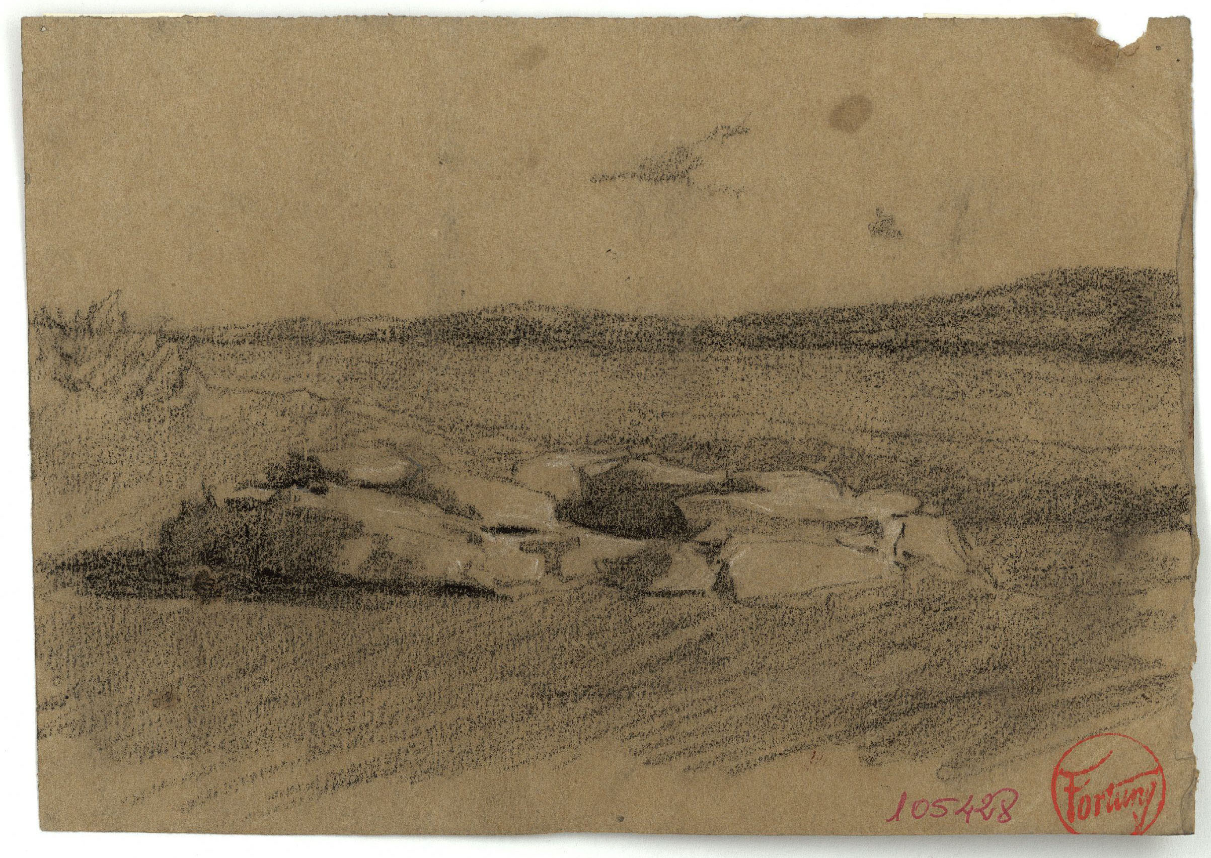 image for: Marià Fortuny - Paisatge marroquí (anvers) / Esbós de camells (revers) - Cap a 1860-1862