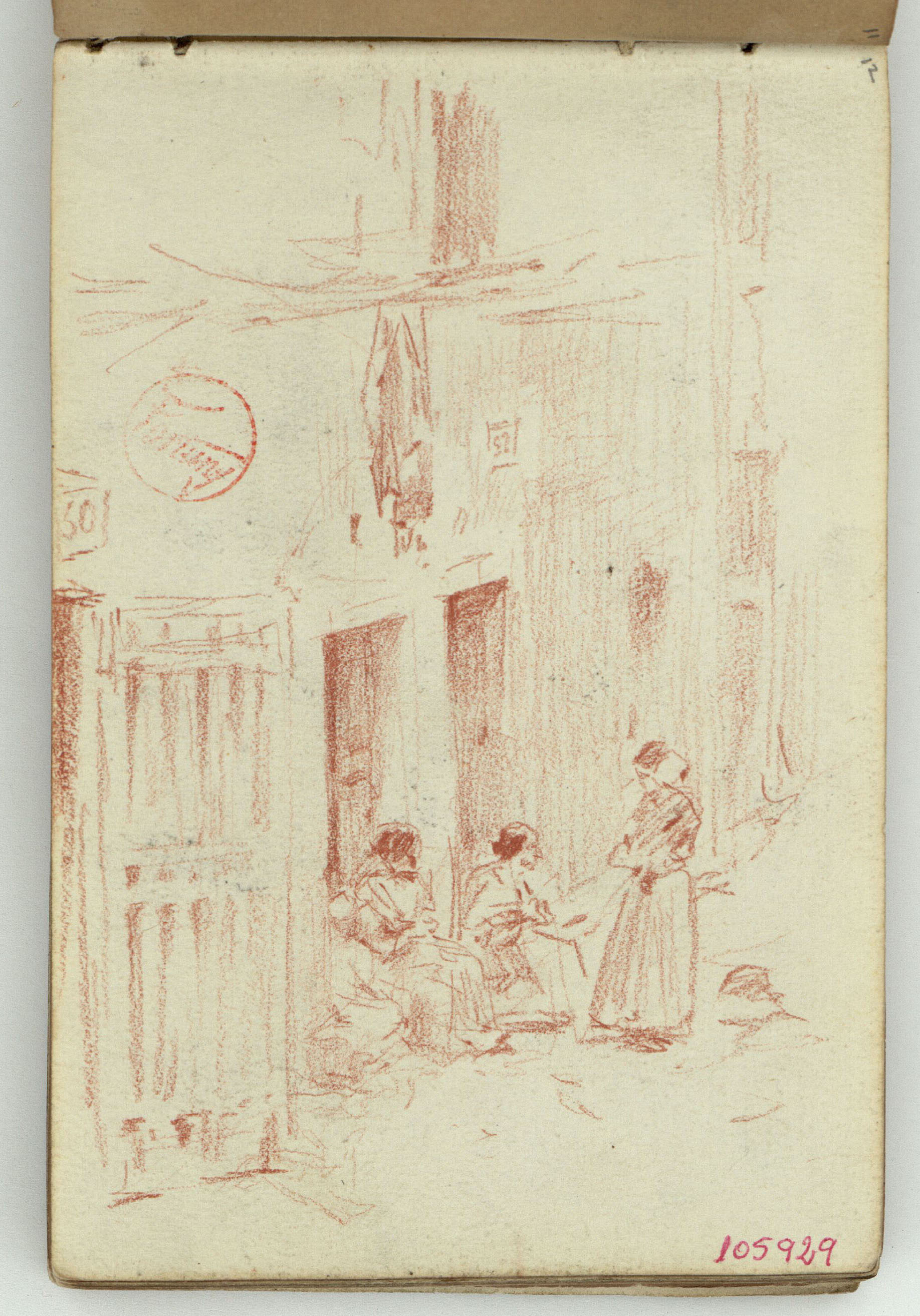 image for: Marià Fortuny - Dones al carrer (anvers) / Caricatures (revers) - Cap a 1870-1872