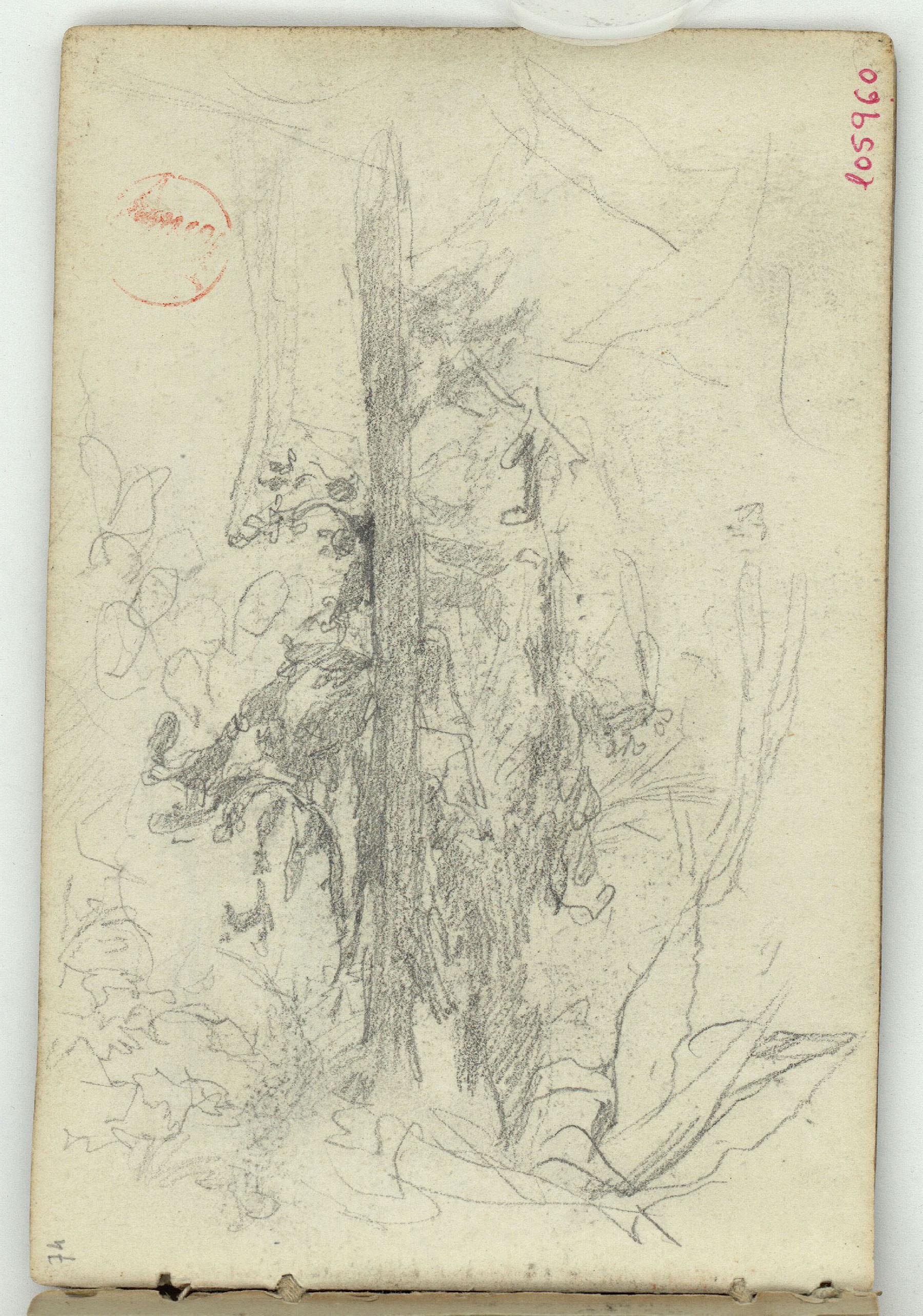 image for: Marià Fortuny - Arbres i fulles (anvers) / Àmfora (revers) - Cap a 1863-1872
