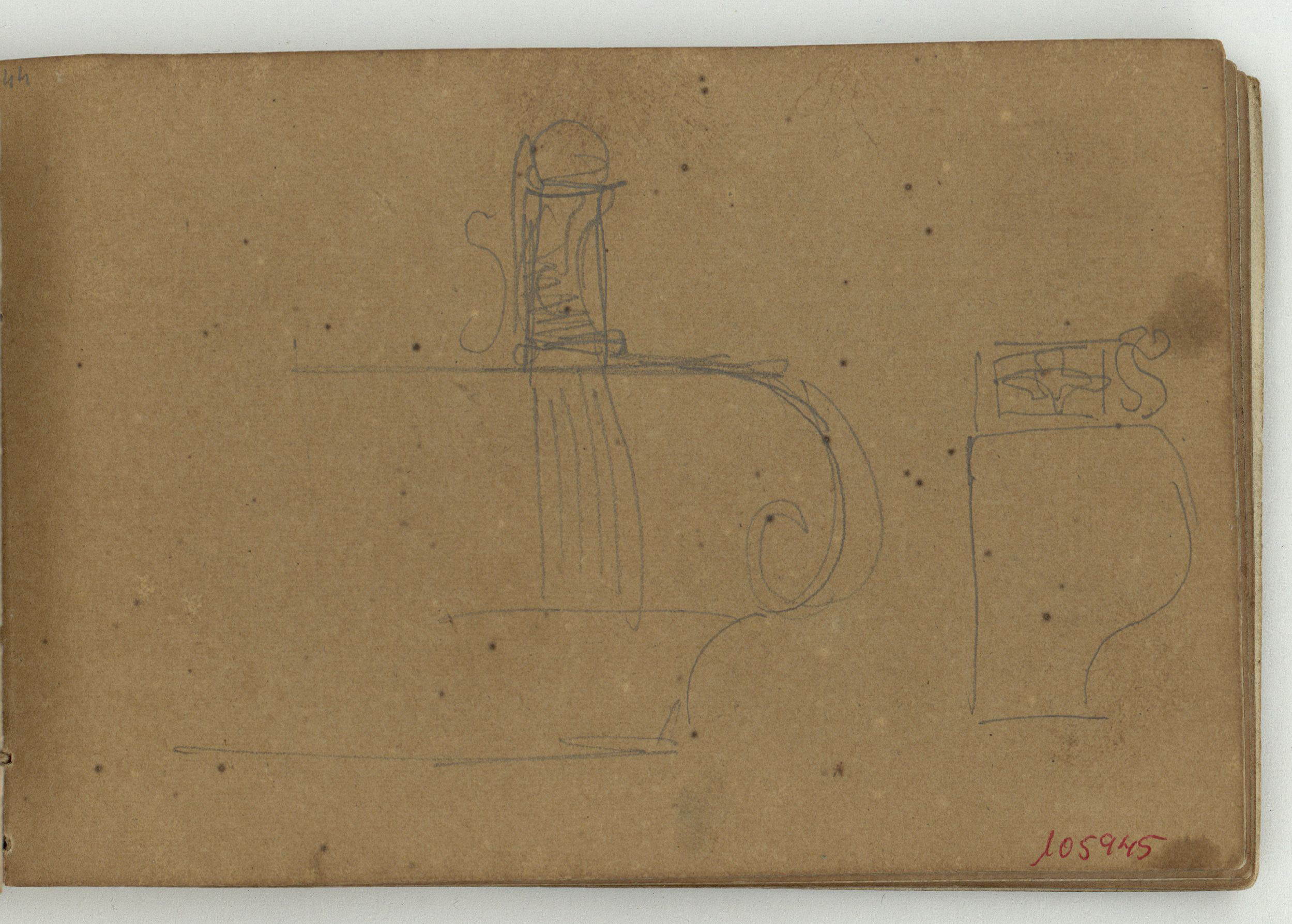 image for: Marià Fortuny - Pedestals [?] (anvers) / Esbós de figures (revers) - Cap a 1863-1866