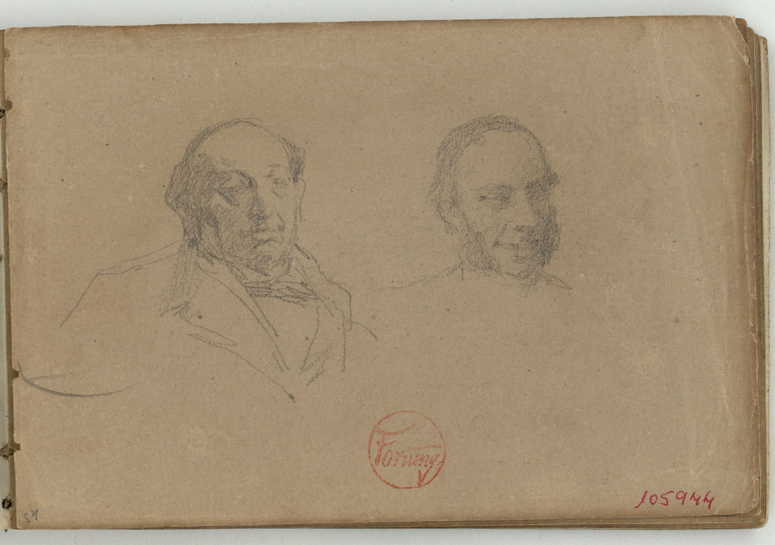 image for: Marià Fortuny - Retrats masculins (anvers) / Vas (revers) - Cap a 1863-1866