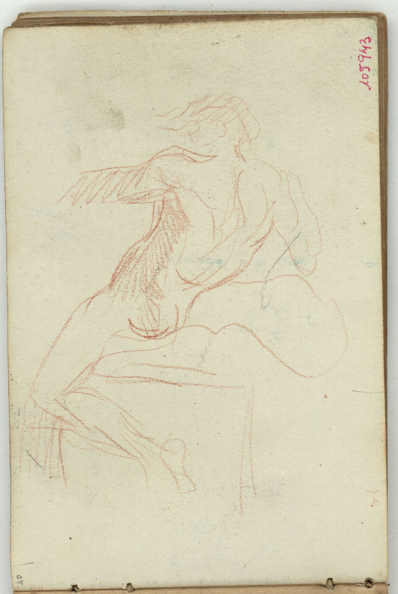 image for: Marià Fortuny - Nu masculí assegut (anvers) / Tornapuntes (revers) - Cap a 1863-1866
