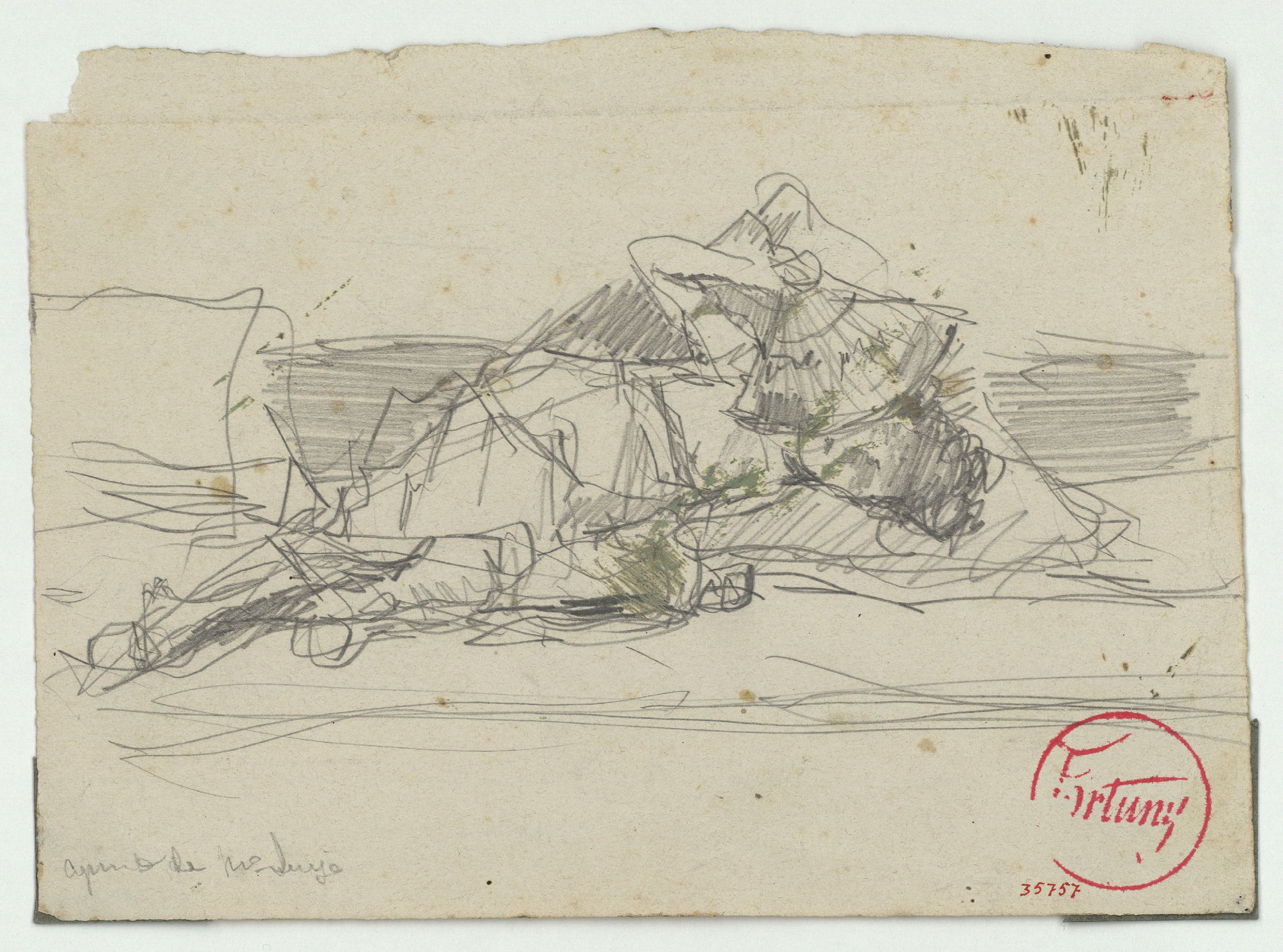 image for: Marià Fortuny - Estudi per al quadre «Els fills del pintor en un saló japonès» (anvers) / Estudi per al quadre «Els fills del pintor en un saló japonès» (revers) - Cap a 1874