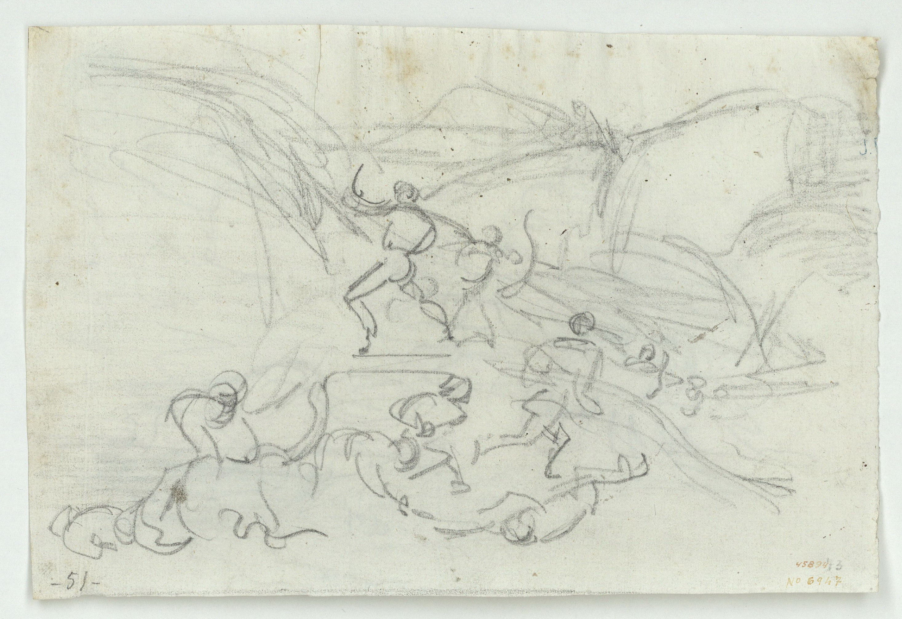 image for: Marià Fortuny - Croquis de composició (anvers) / Croquis inconcret (revers) - Cap a 1856-1858
