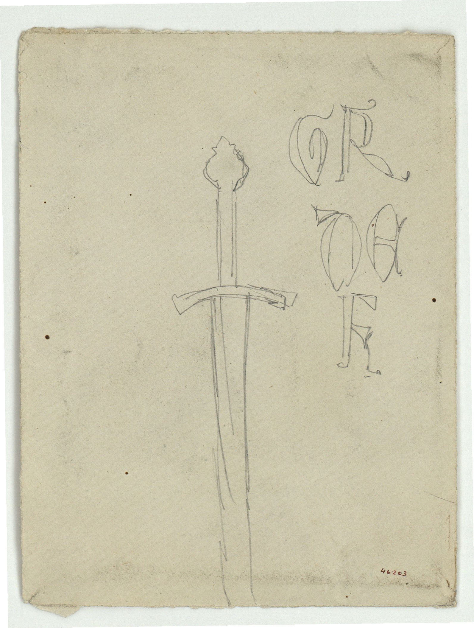 image for: Marià Fortuny - Espasa i inicials - Cap a 1867-1872