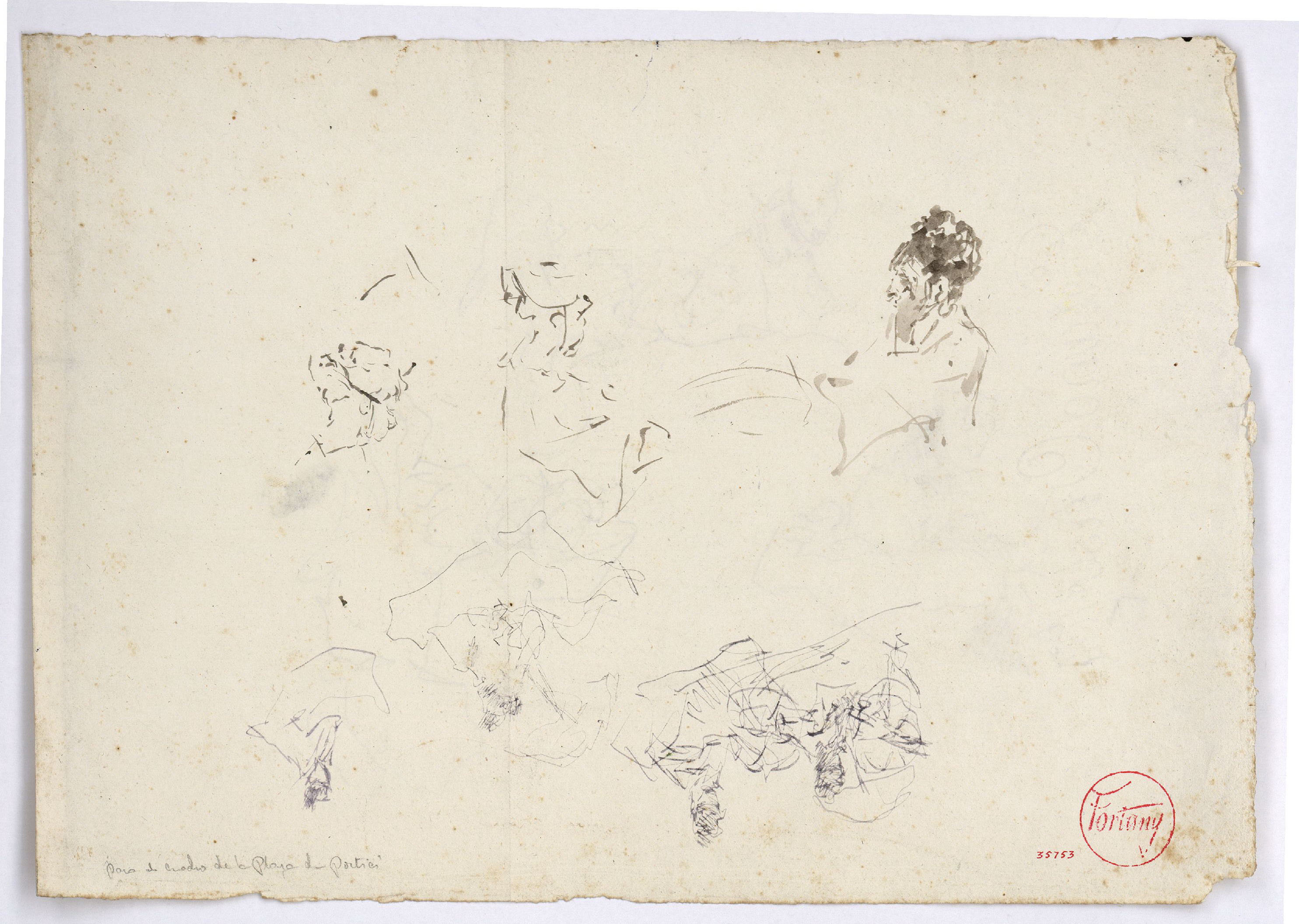 image for: Marià Fortuny - Estudi per al quadre «Platja de Portici» (anvers) / Estudi per al quadre «Platja de Portici» (revers) - Cap a 1874