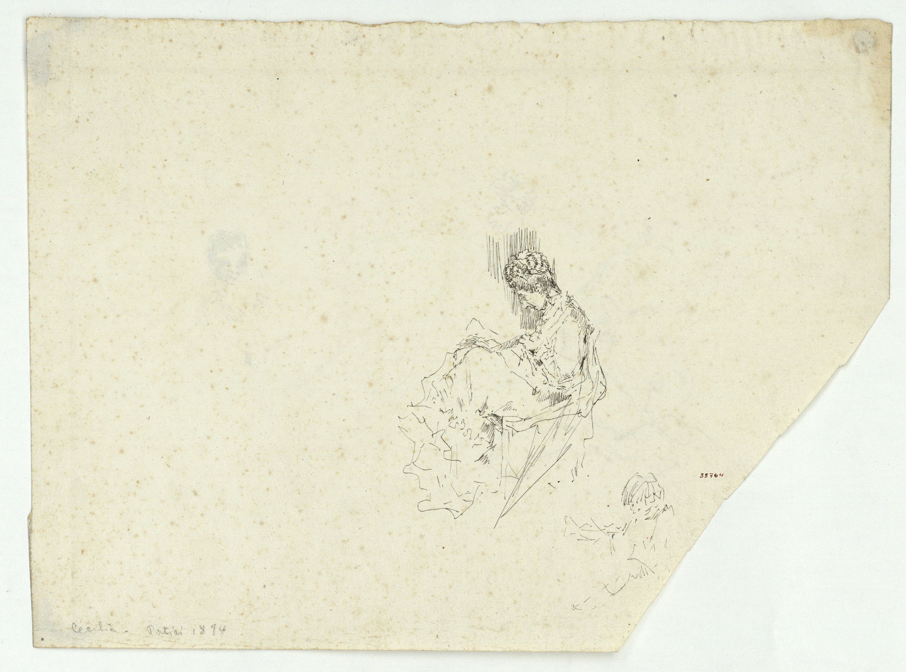 image for: Marià Fortuny - Estudi per al quadre «Platja de Portici» (anvers) / Estudi per al quadre «Platja de Portici» (revers) - Cap a 1874