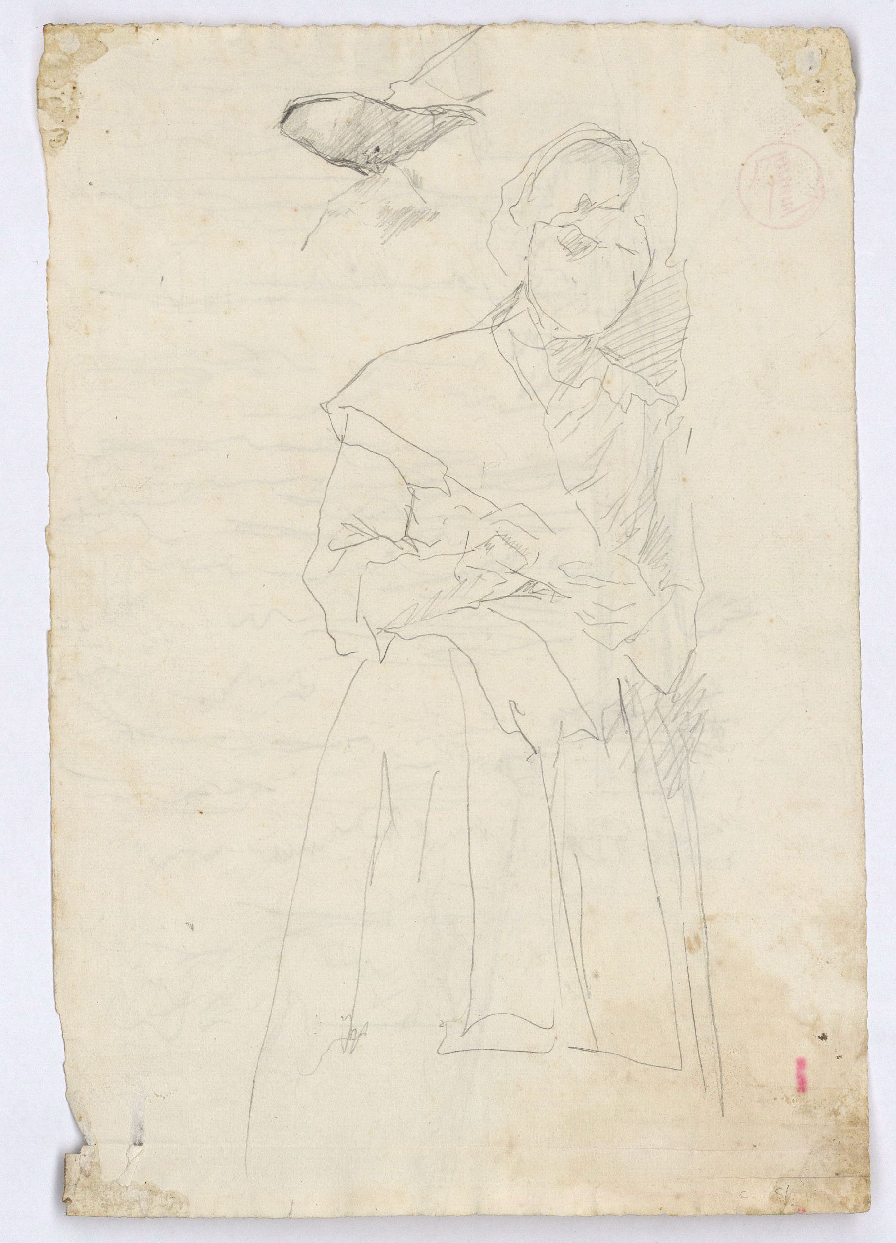 image for: Marià Fortuny - L&#039;Alameda de l&#039;Alhambra de Granada (anvers) / Esbós de figura femenina (revers) - Cap a 1870-1872 [1]