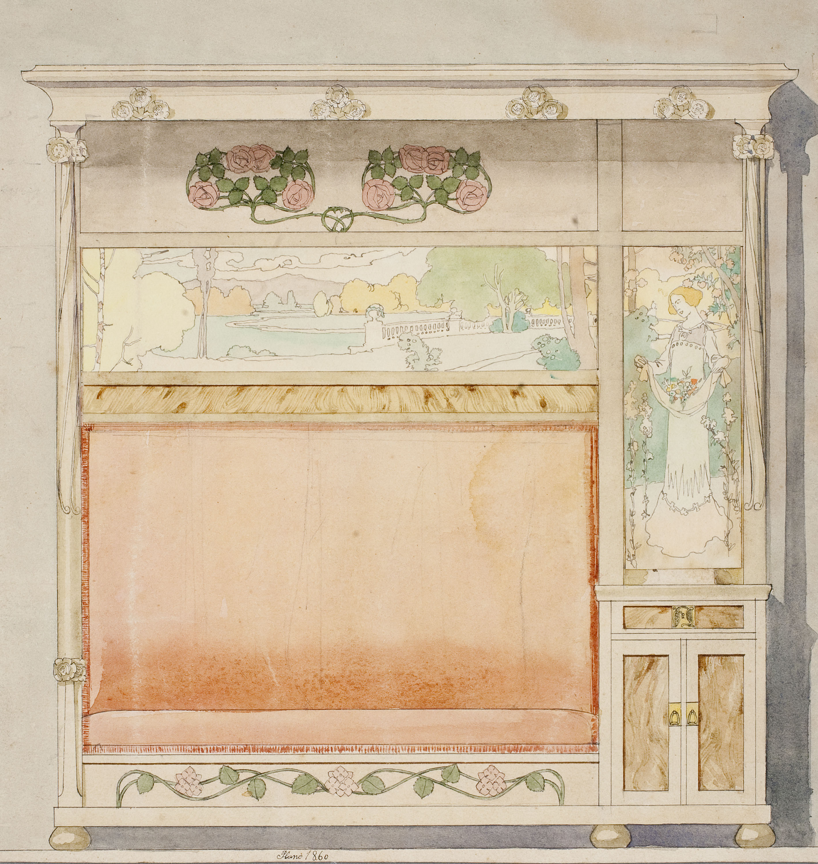 image for: Gaspar Homar - Escó amb plafons de marqueteria - Cap a 1905