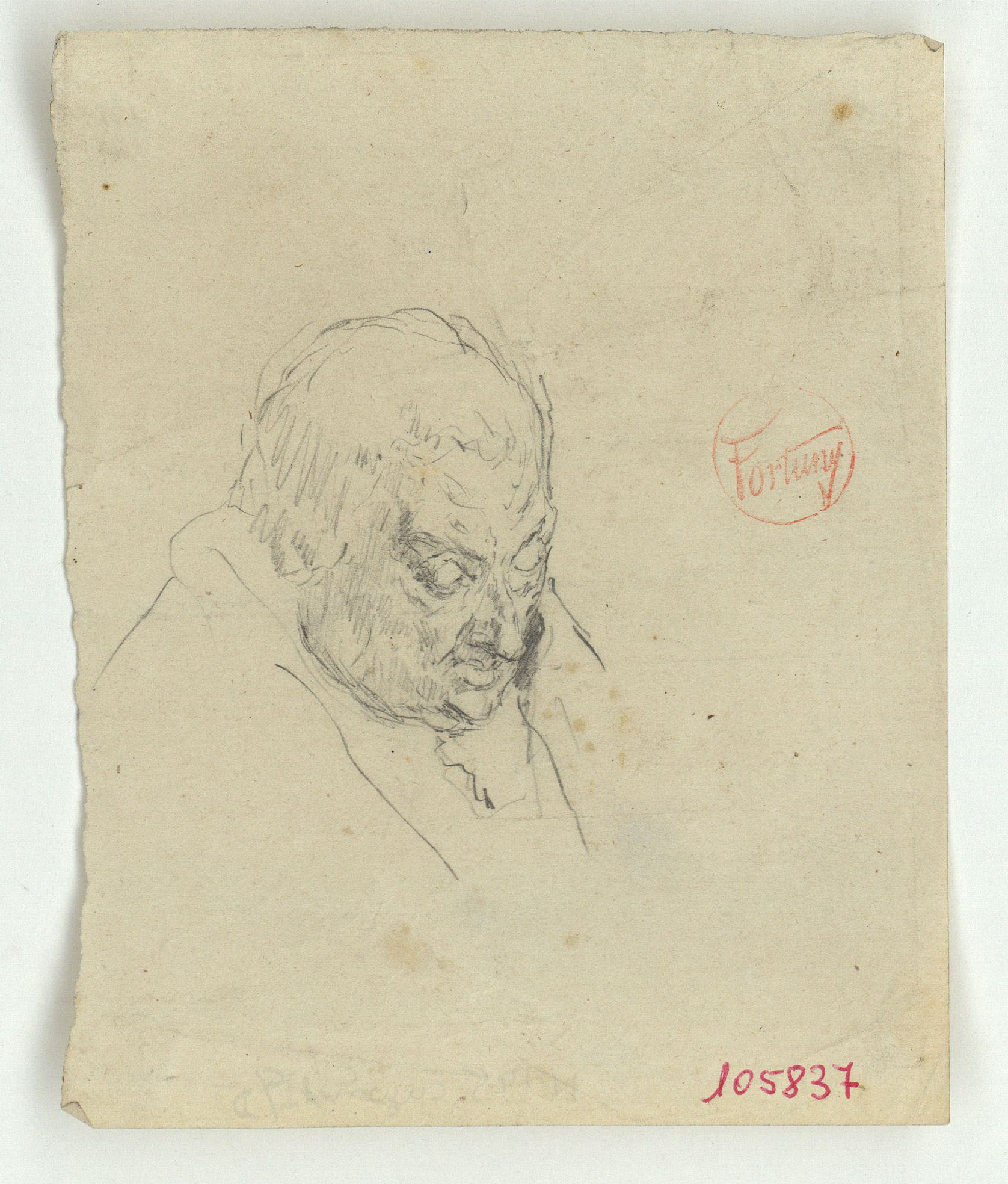 image for: Marià Fortuny - Estudi per al gravat «Dos cardenals» o «Retrat d&#039;un bisbe» - Cap a 1863-1866