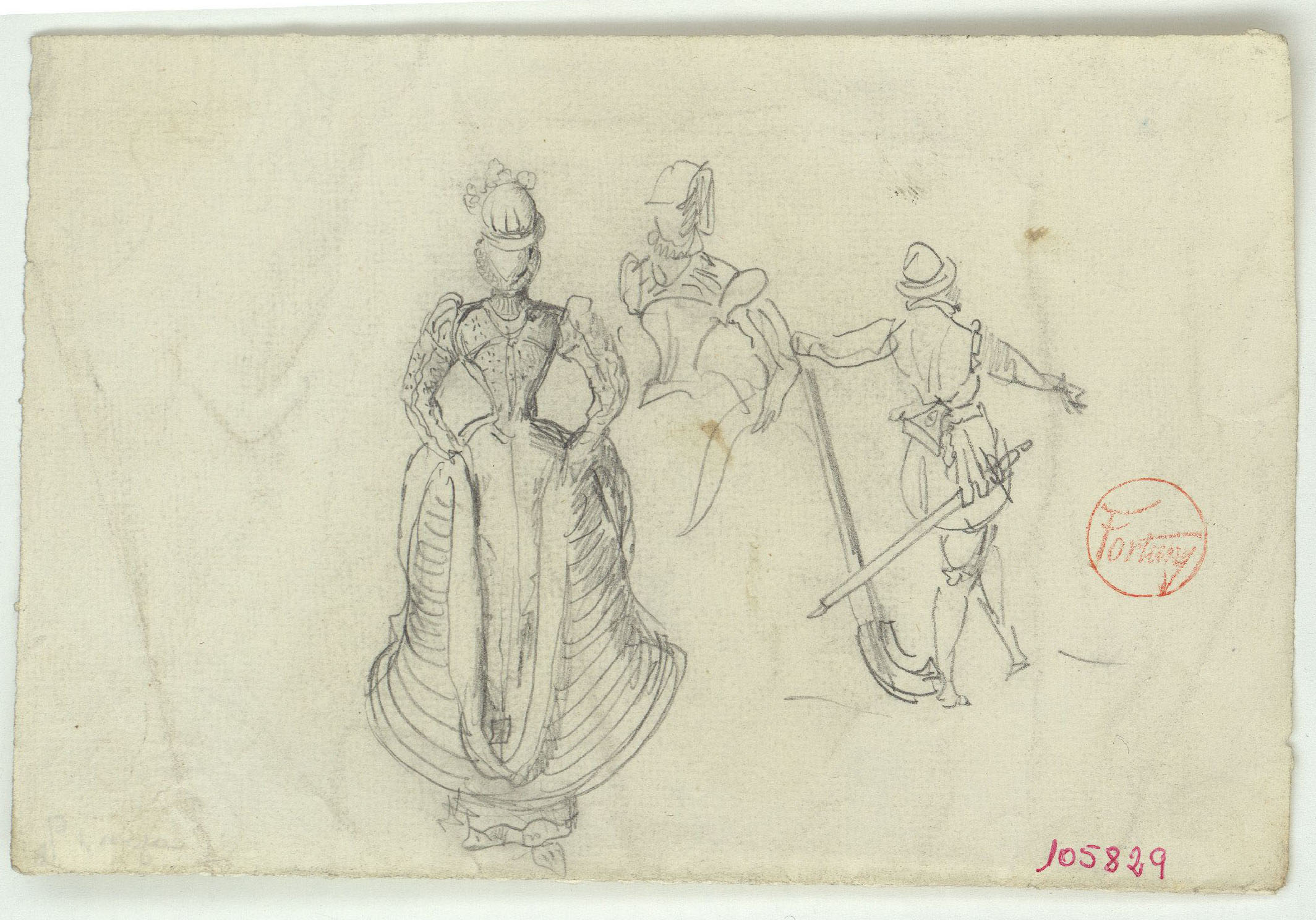 image for: Marià Fortuny - Figures femenines i arcabusser amb indumentària del segle XVI - Cap a 1867-1872