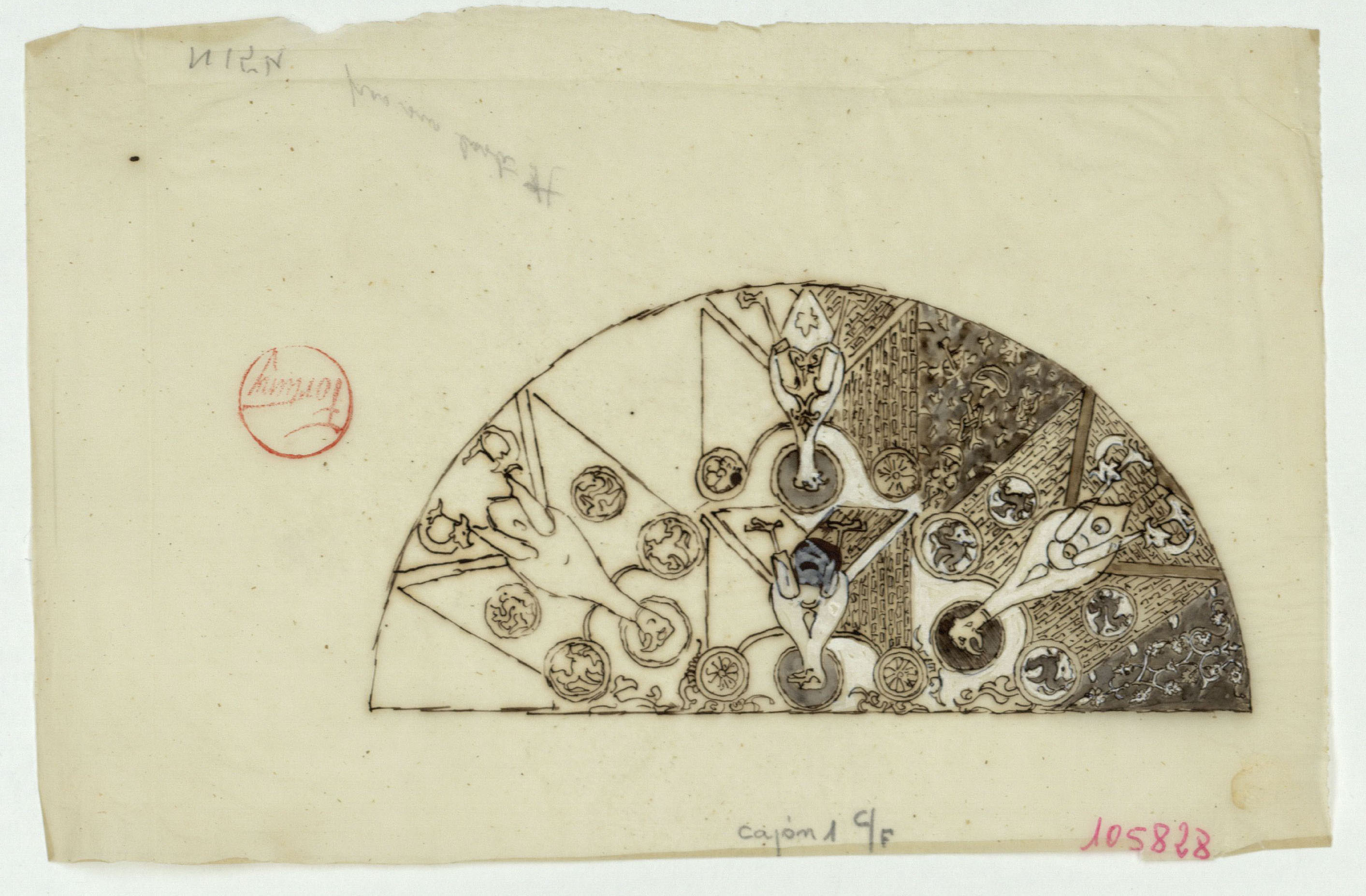 image for: Marià Fortuny - Calc de motius ornamentals d&#039;època medieval - Cap a 1867-1872