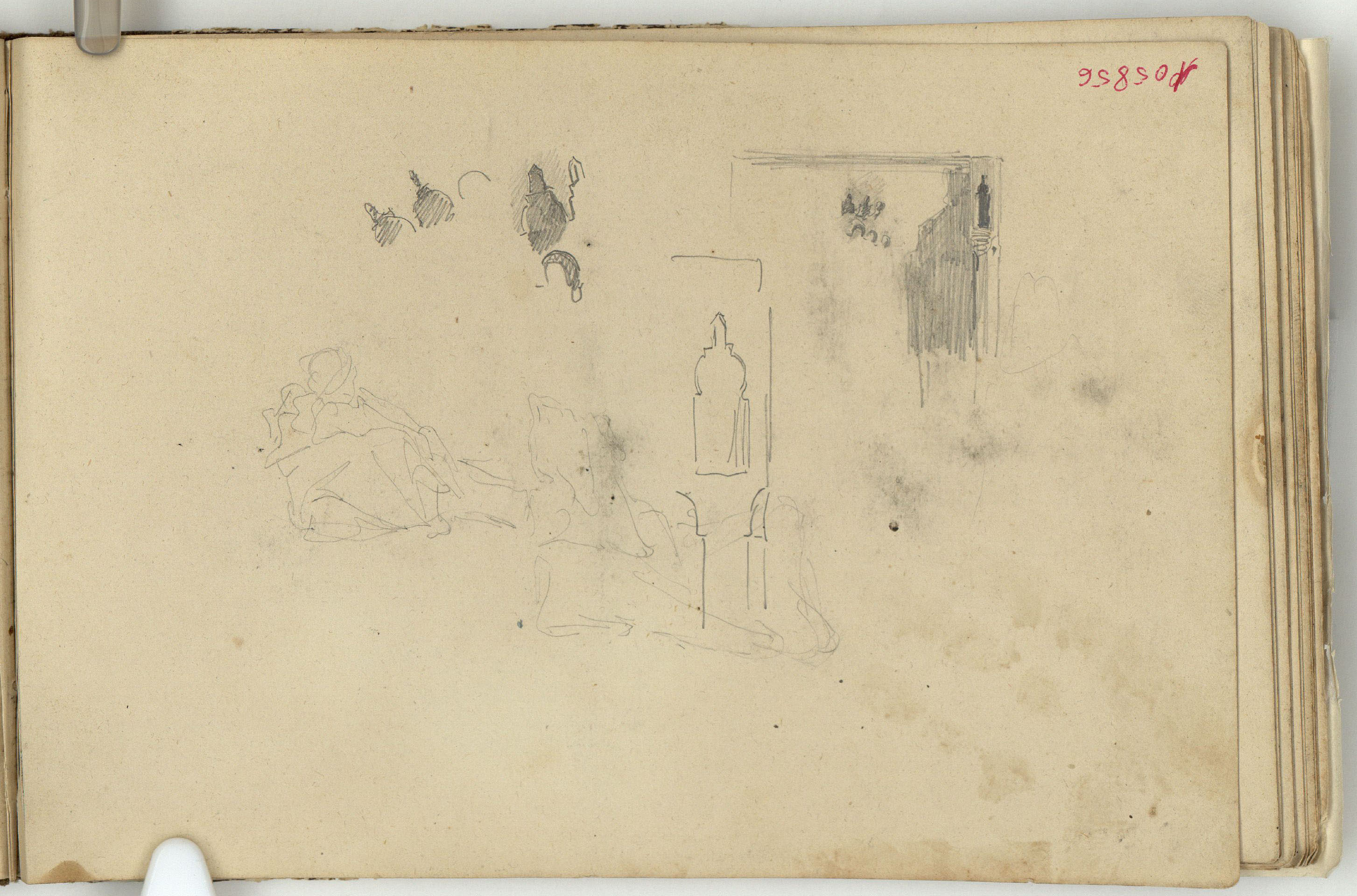 image for: Marià Fortuny - Motius arquitectònics d&#039;estil musulmà i croquis de figura - Cap a 1862
