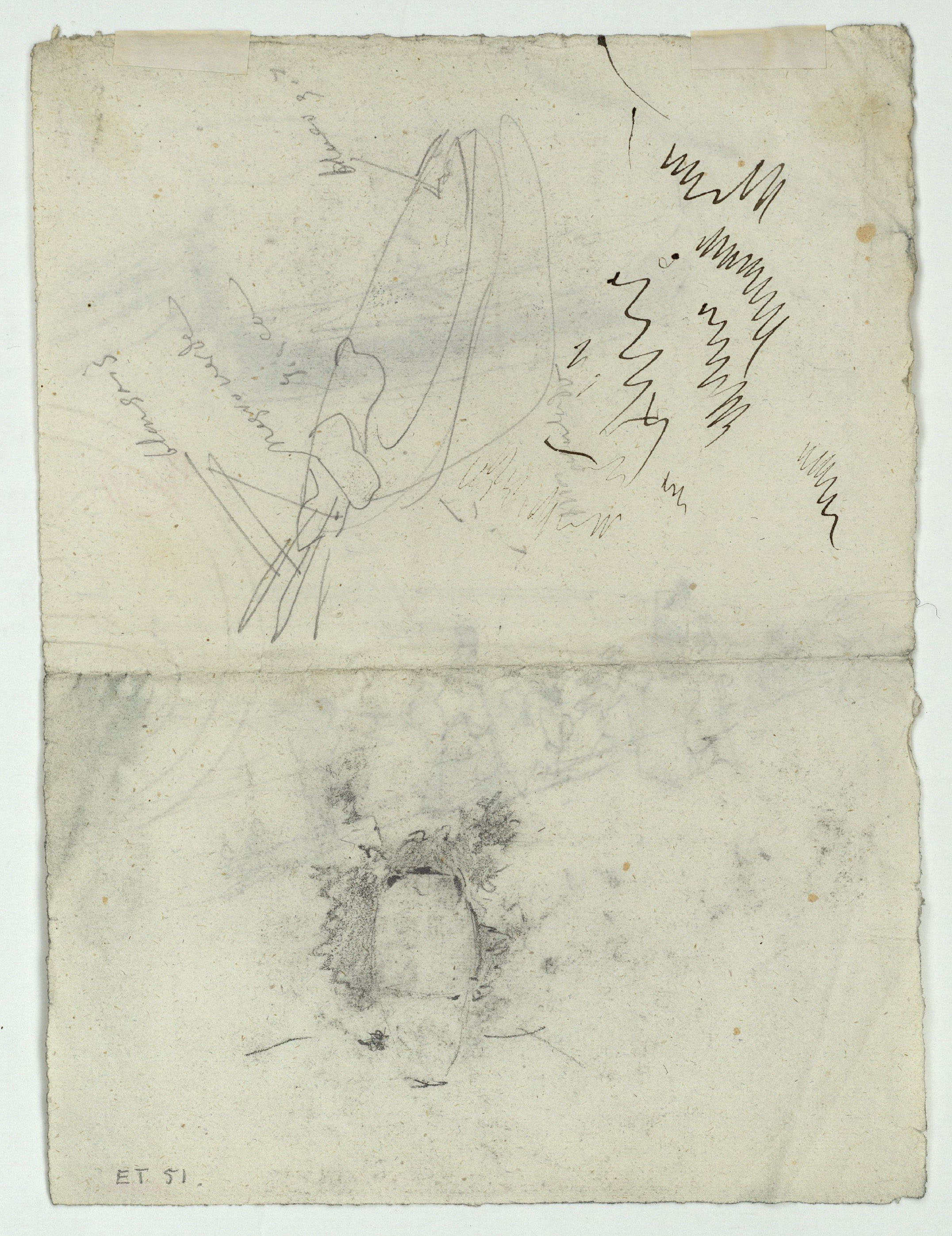 image for: Marià Fortuny - Barca i figures a la platja (anvers) / Esbós de barca i de vas (revers) - Cap a 1874 [1]