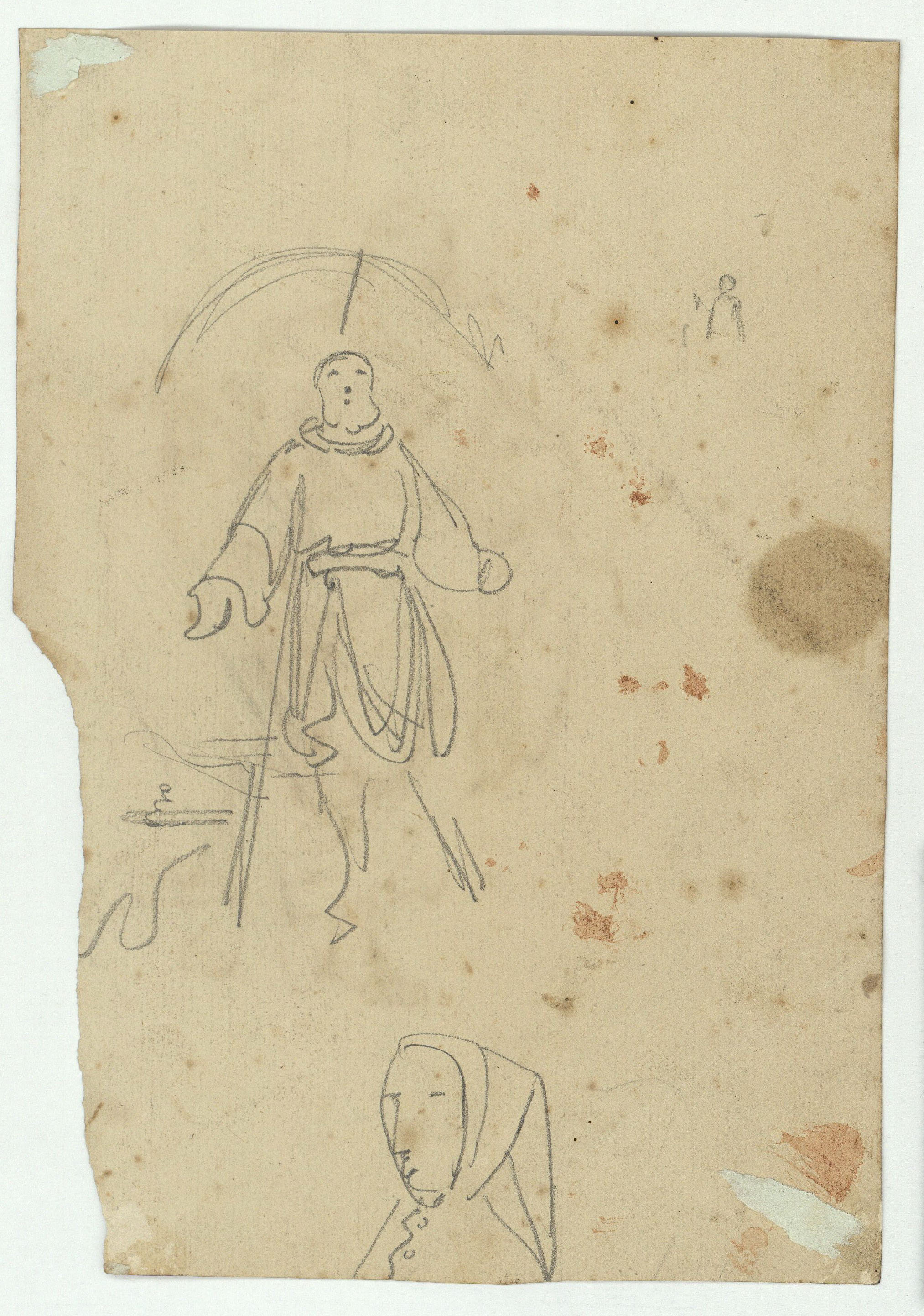 image for: Marià Fortuny - Sant Pau i altres figures (anvers) / Esbós de figures (revers) - Cap a 1856-1858 [1]