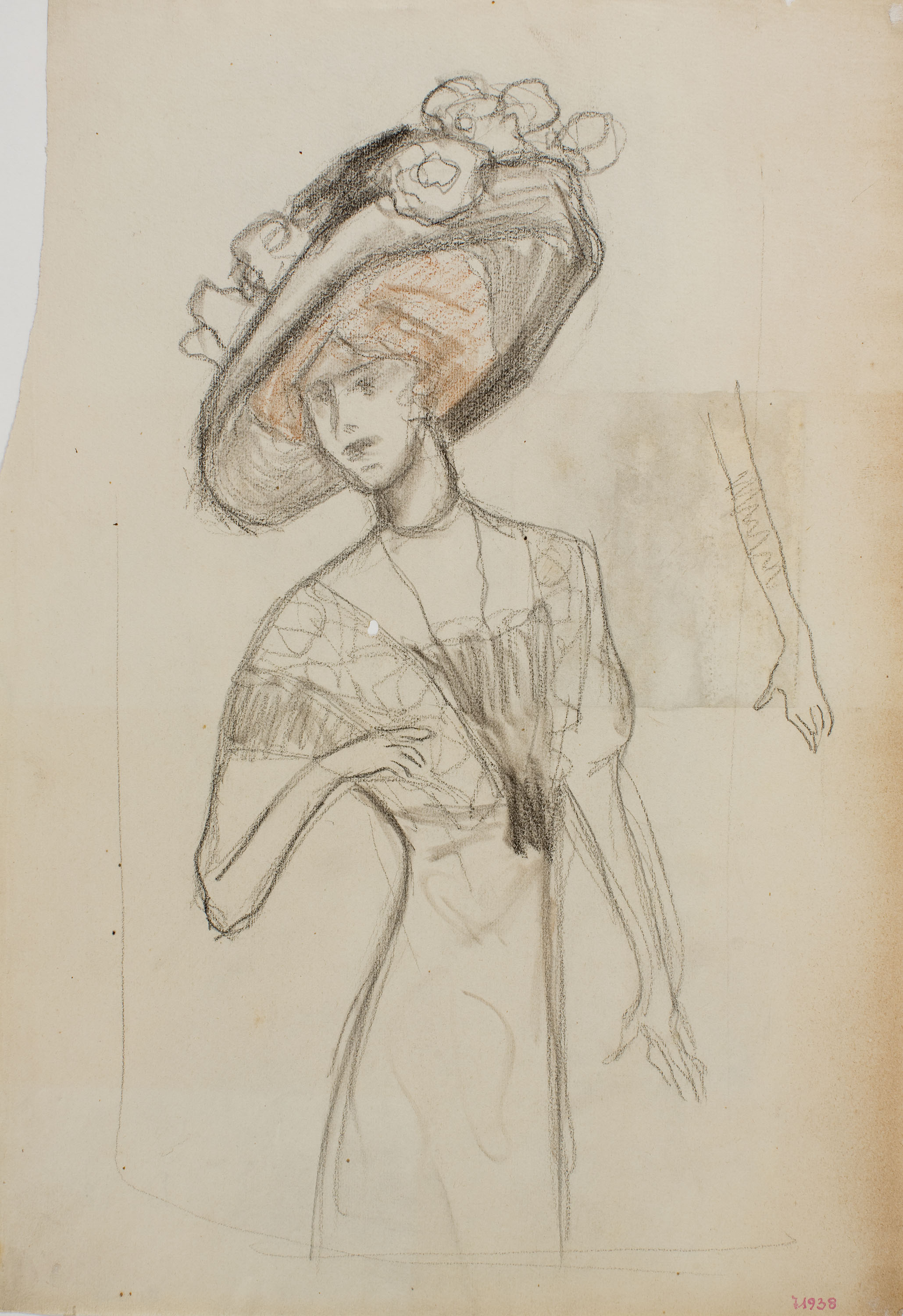 image for: Joaquim Biosca - Dona amb barret de flors - Entre 1910-1920