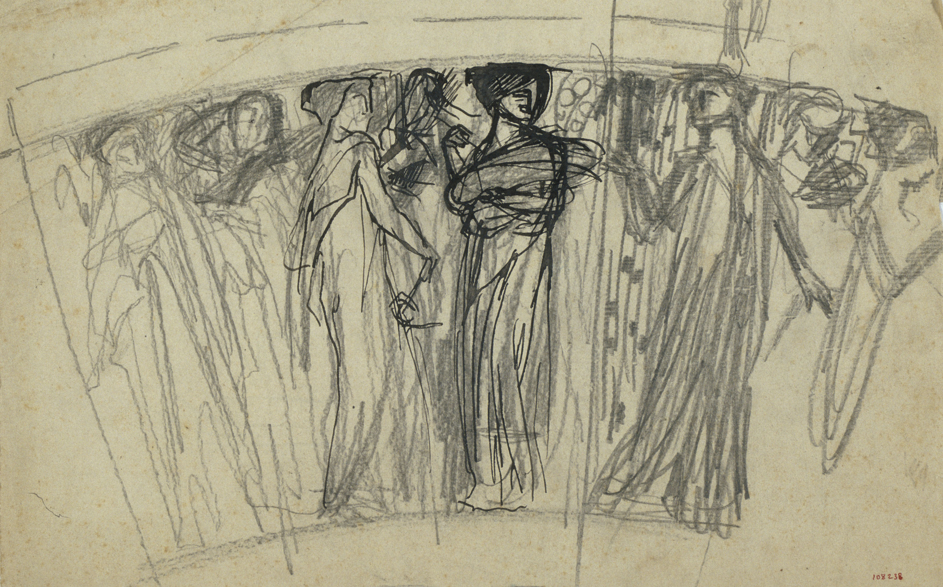 image for: Antoni Serra - Figures femenines per a la decoració d&#039;un gerro - Cap a 1904-1908