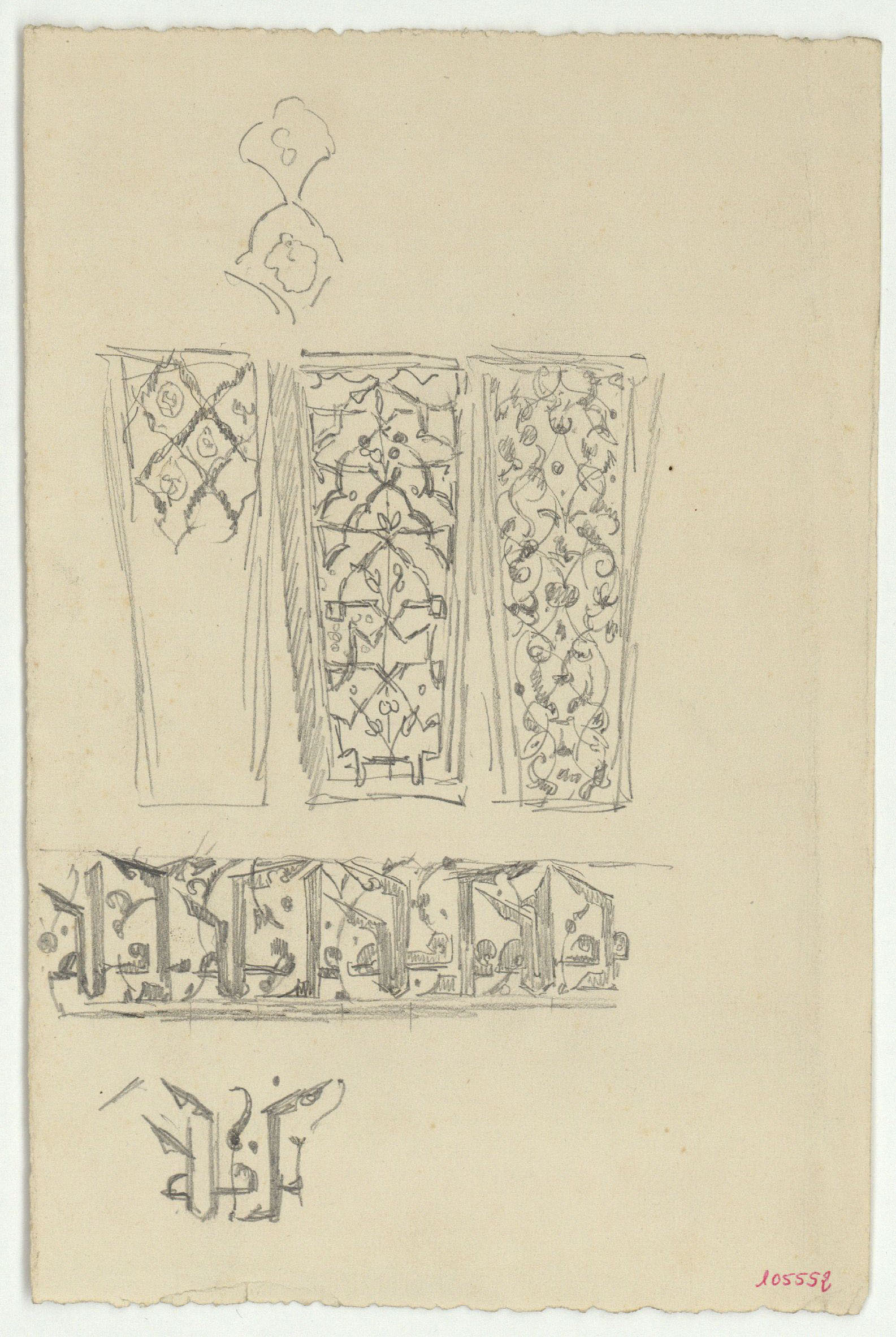 image for: Marià Fortuny - Sanefes d&#039;estil musulmà (anvers) / Esbós de bust masculí (revers) - Cap a 1870-1872