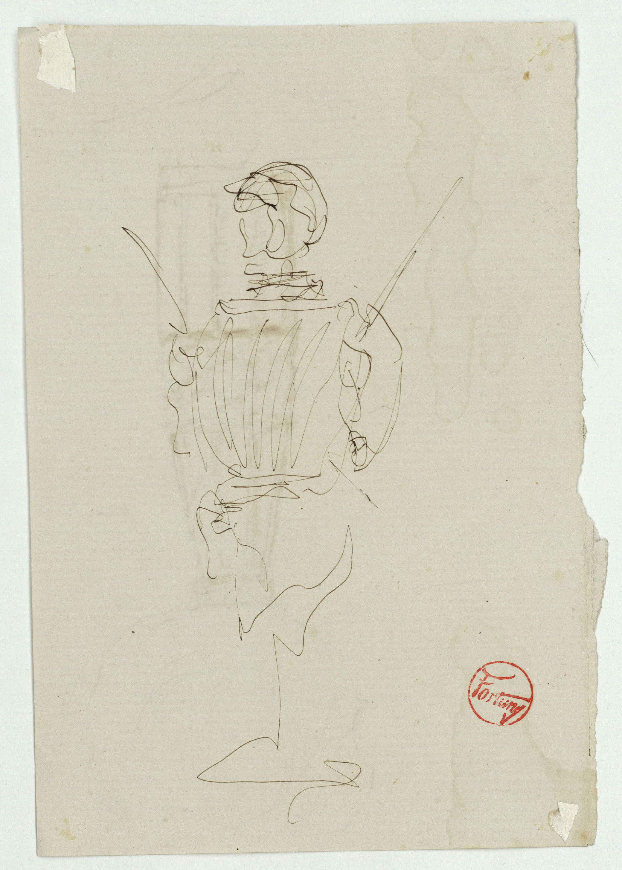 image for: Marià Fortuny - Pom d&#039;espasa d&#039;estil musulmà (anvers) / Esbós d&#039;armadura (revers) - Cap a 1870-1872 [1]