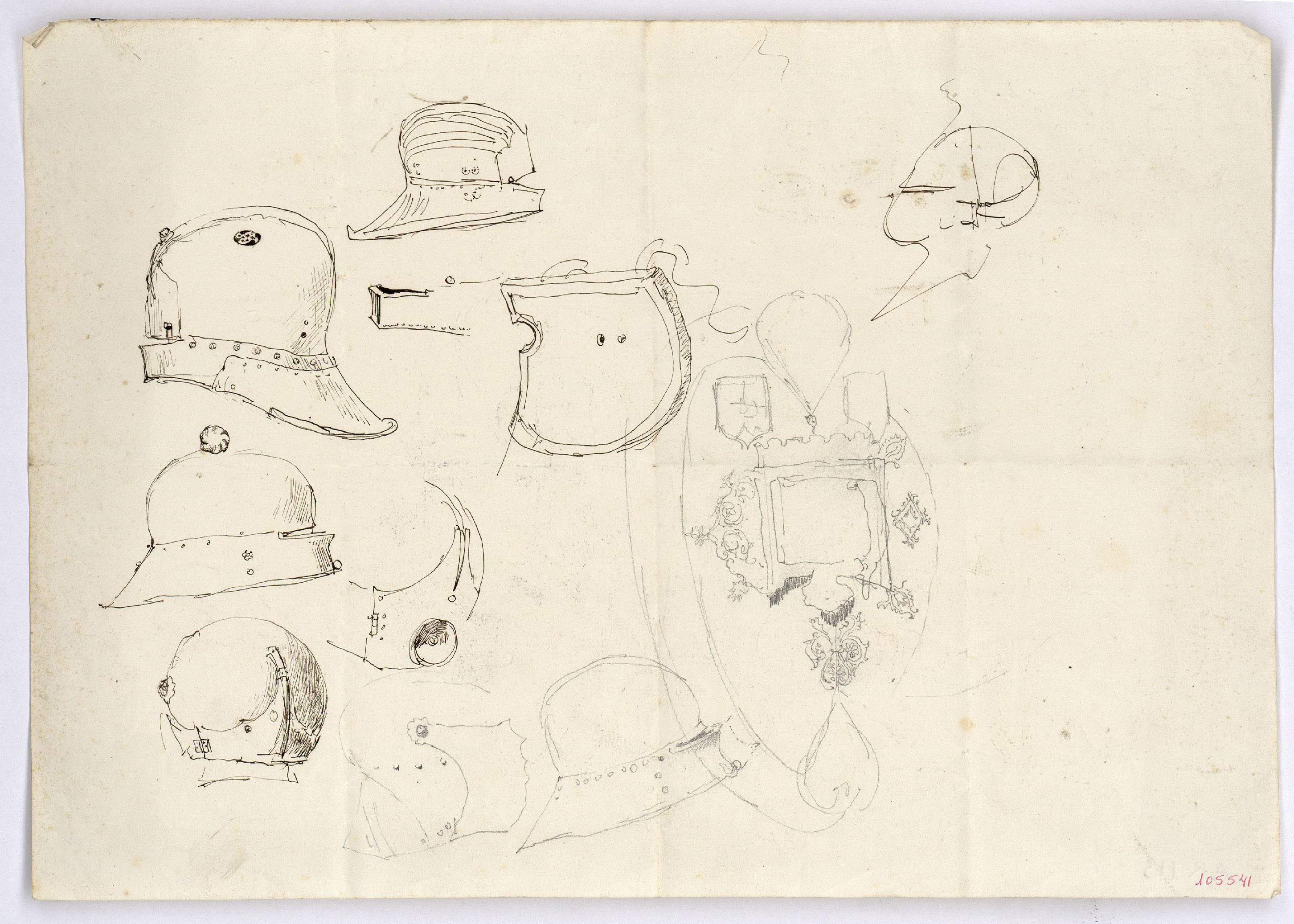 image for: Marià Fortuny - Cascs i escut - Cap a 1867-1872