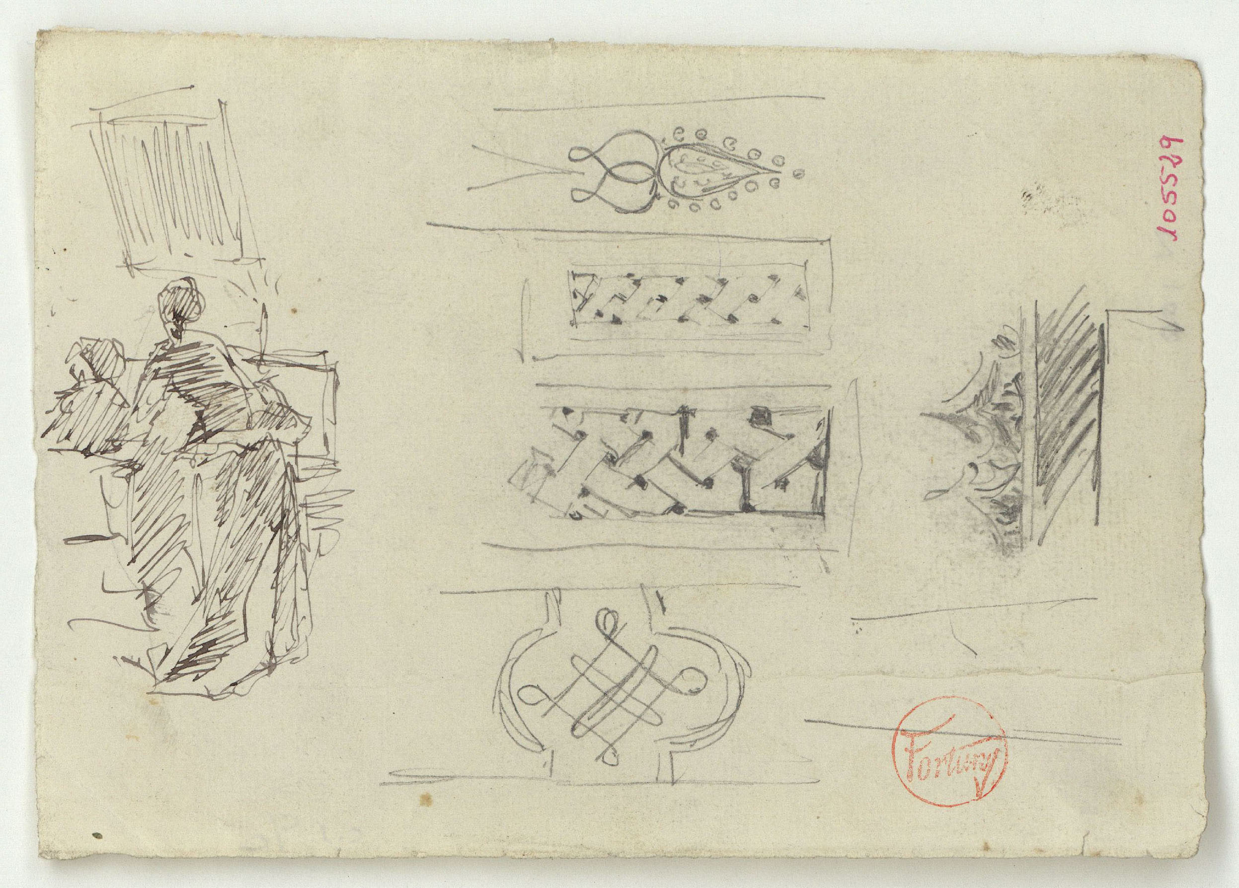 image for: Marià Fortuny - Sanefes d&#039;estil musulmà i croquis de figura - Cap a 1870-1872