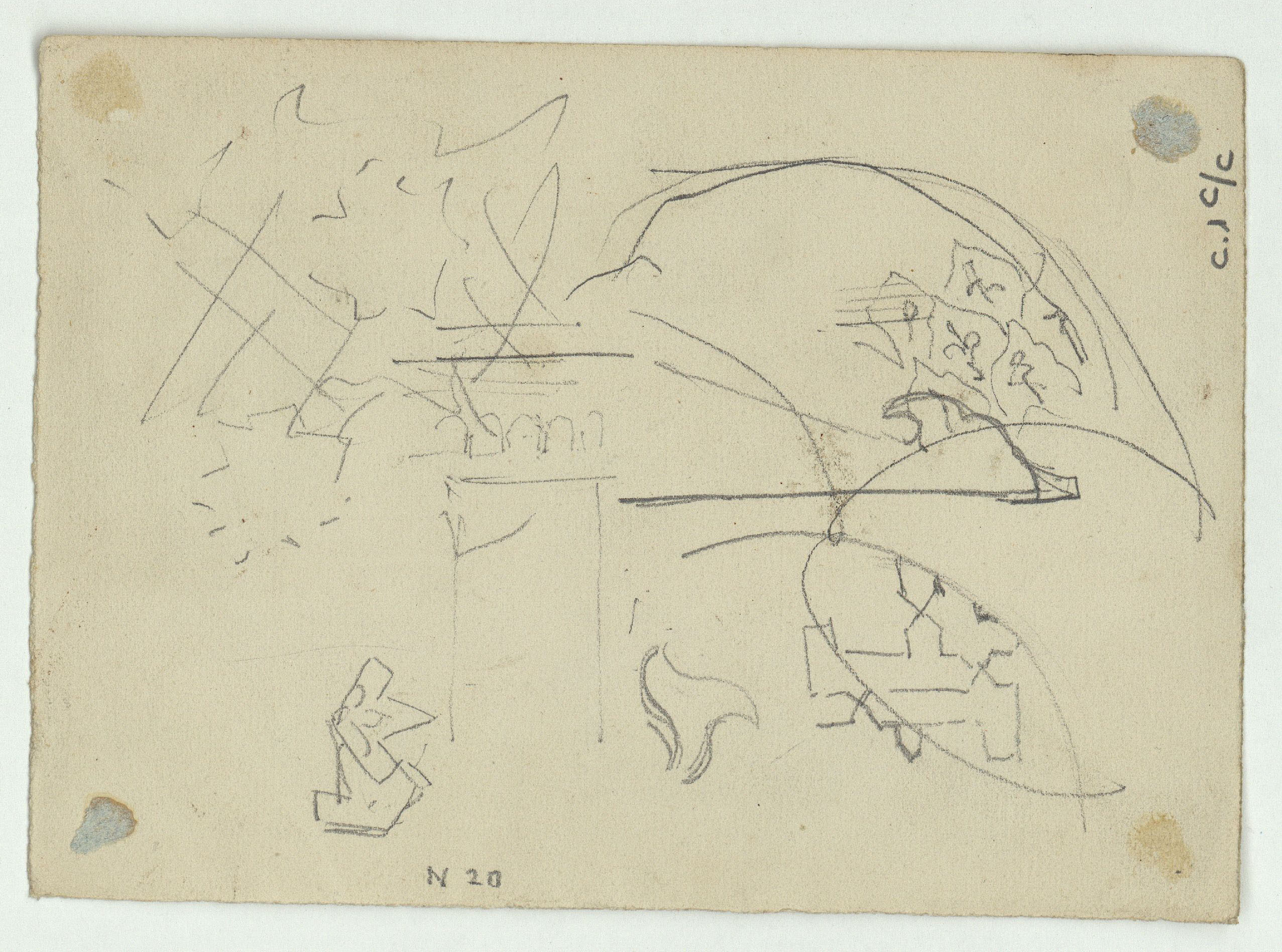 image for: Marià Fortuny - Motius ornamentals d&#039;estil musulmà (anvers) / Croquis de motius ornamentals (revers) - Cap a 1870-1872 [1]
