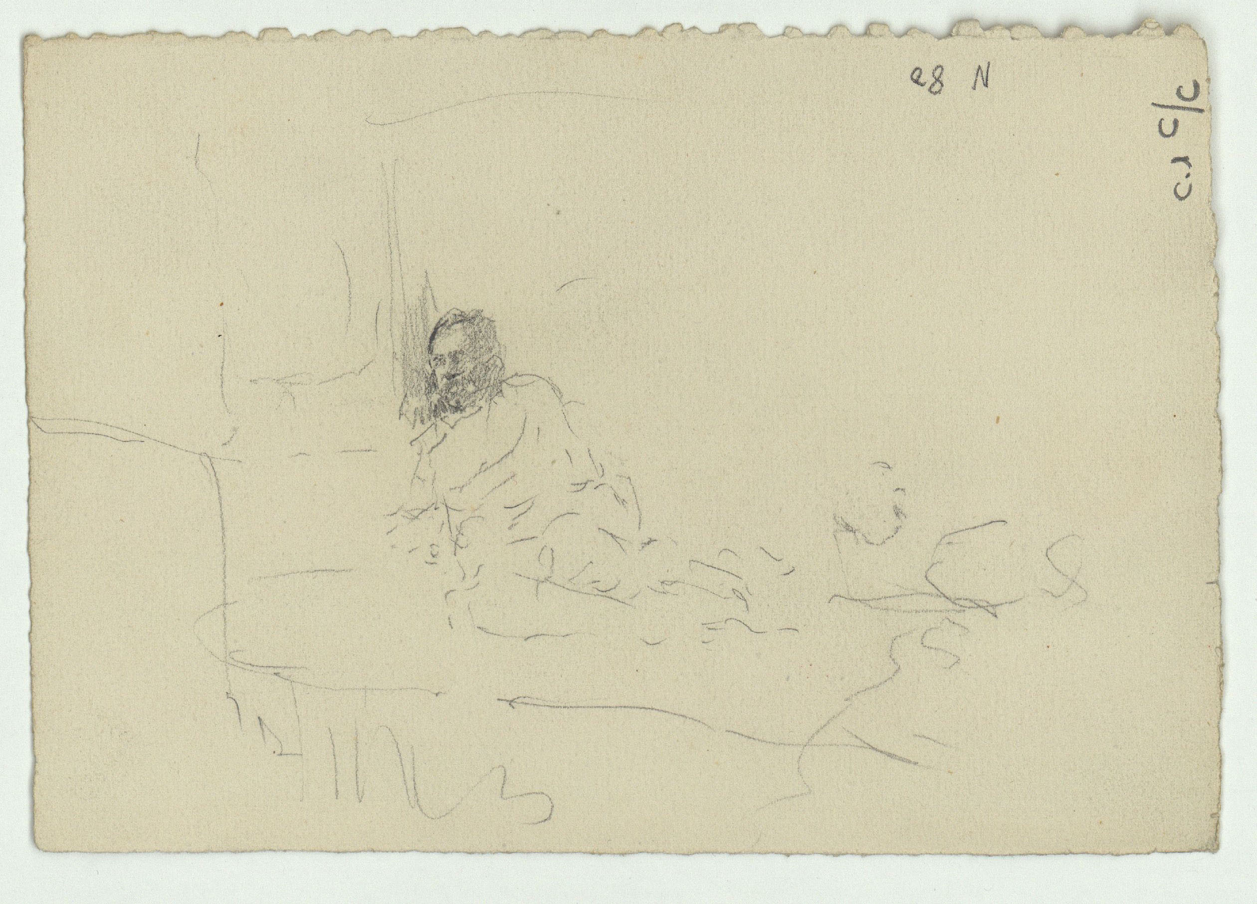 image for: Marià Fortuny - Capitell d&#039;estil clàssic (anvers) / Estudi per a l&#039;aquarel·la «Carrer de Tànger» [?] (revers) - Cap a 1867-1872 [1]