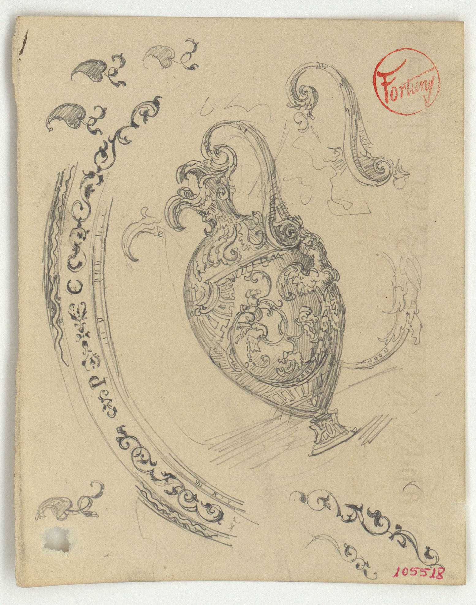 image for: Marià Fortuny - Gerra d&#039;estil rococó i detall d&#039;una sanefa - Cap a 1867-1872