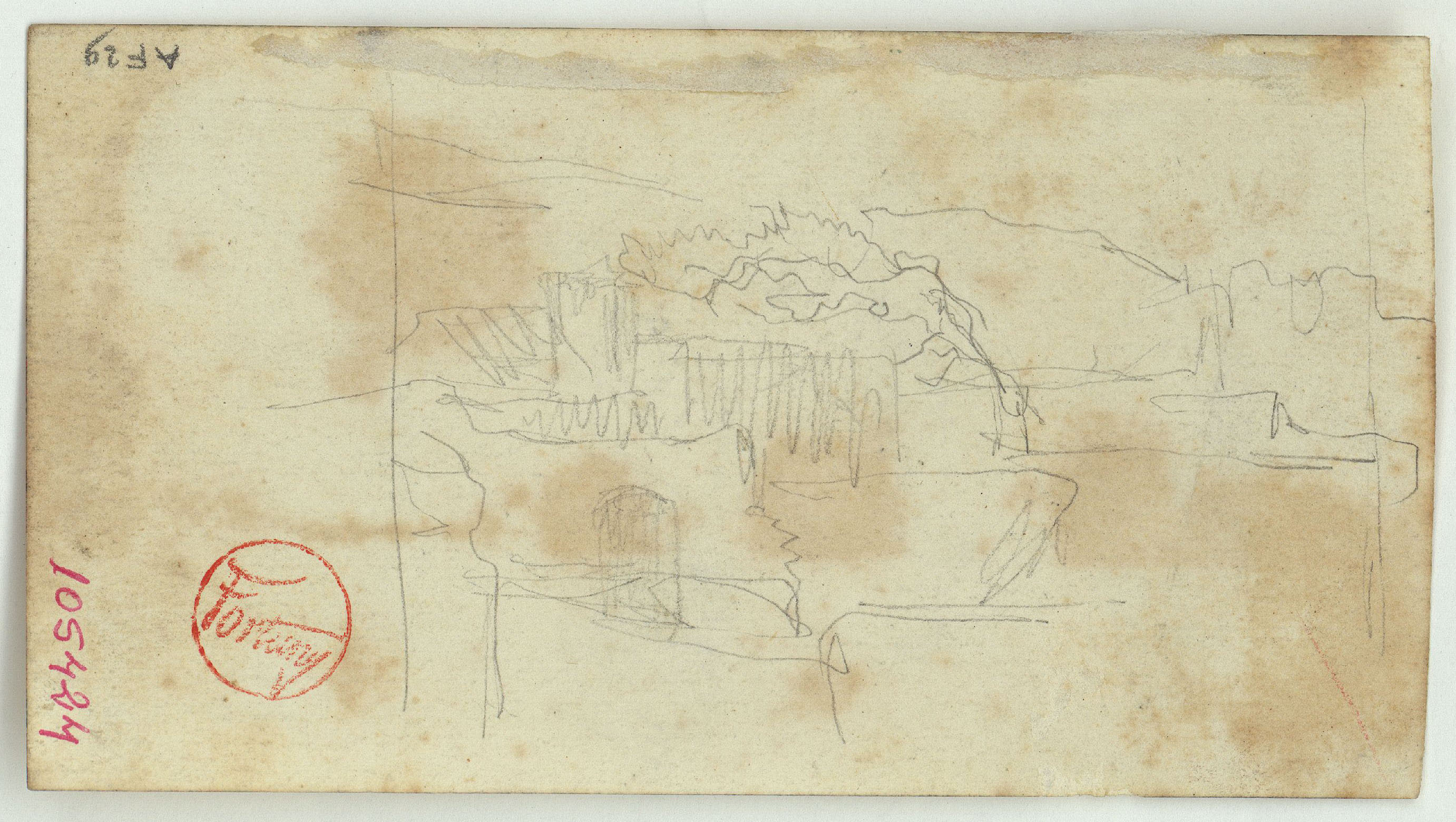 image for: Marià Fortuny - Esbós de paisatge marroquí (anvers) / Marroquins (revers) - Cap a 1860-1862