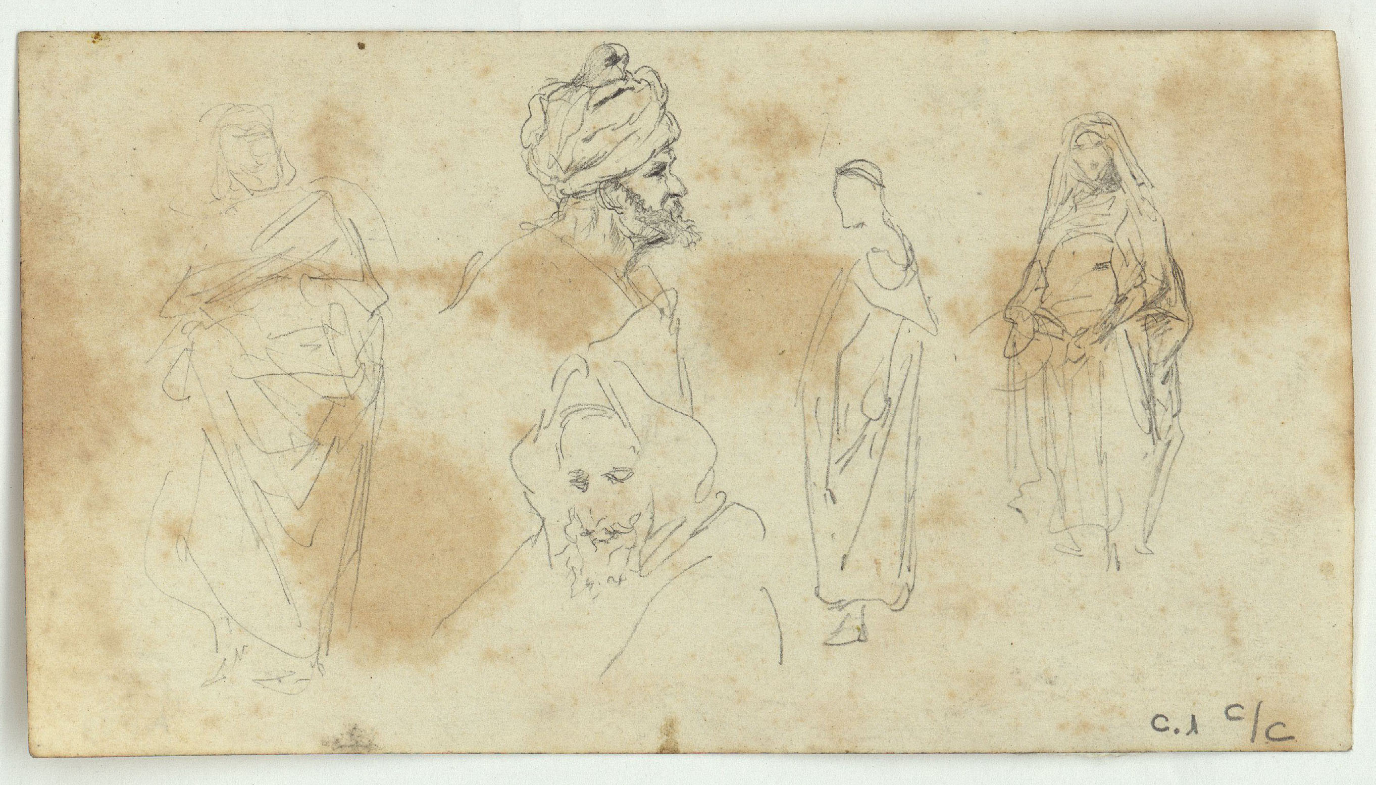 image for: Marià Fortuny - Esbós de paisatge marroquí (anvers) / Marroquins (revers) - Cap a 1860-1862 [1]