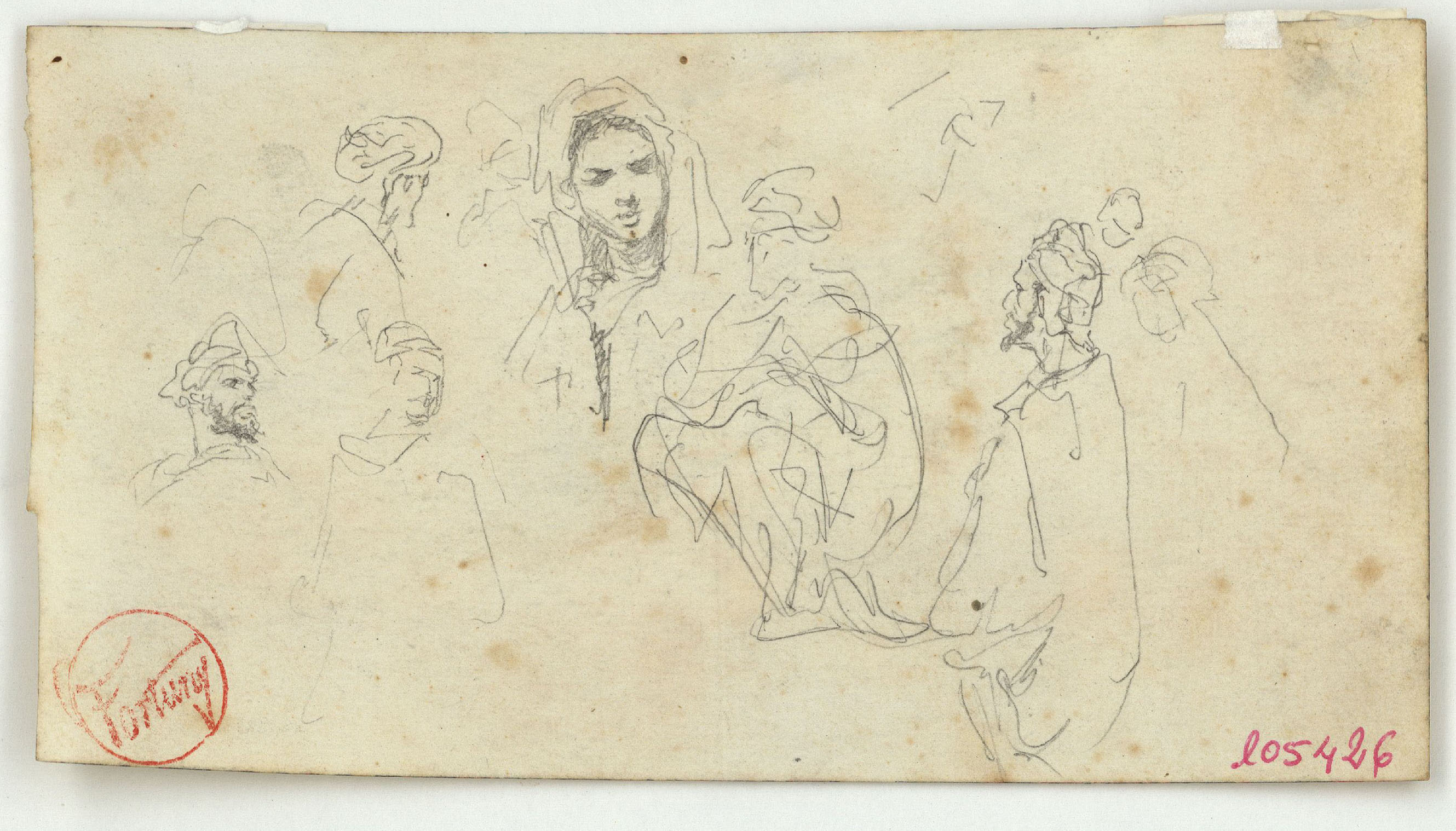 image for: Marià Fortuny - Marroquins (anvers) / Cap de bou i esbós de camell (revers) - Cap a 1860-1862