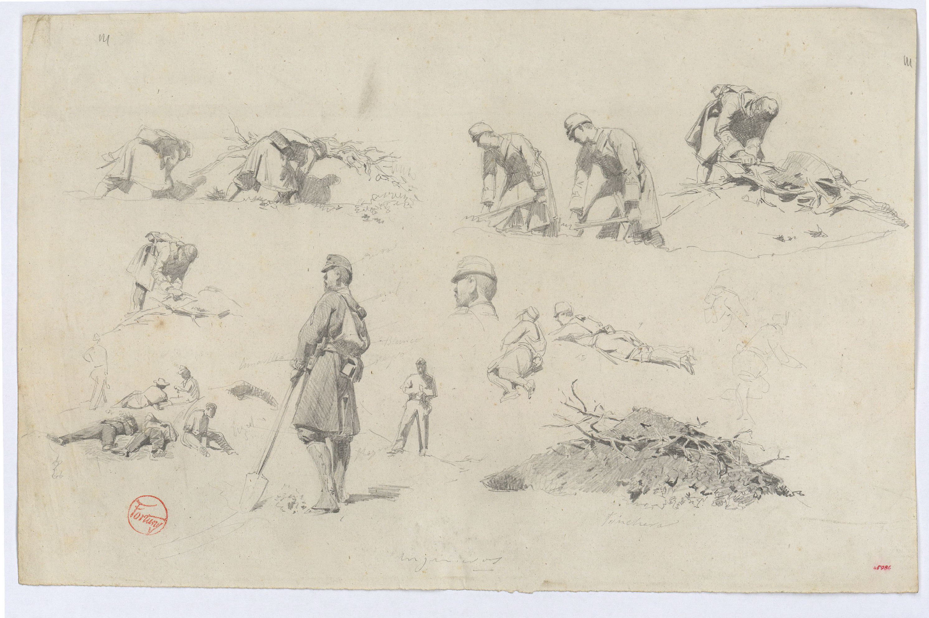 image for: Marià Fortuny - Soldats espanyols cavant trinxeres - 1860