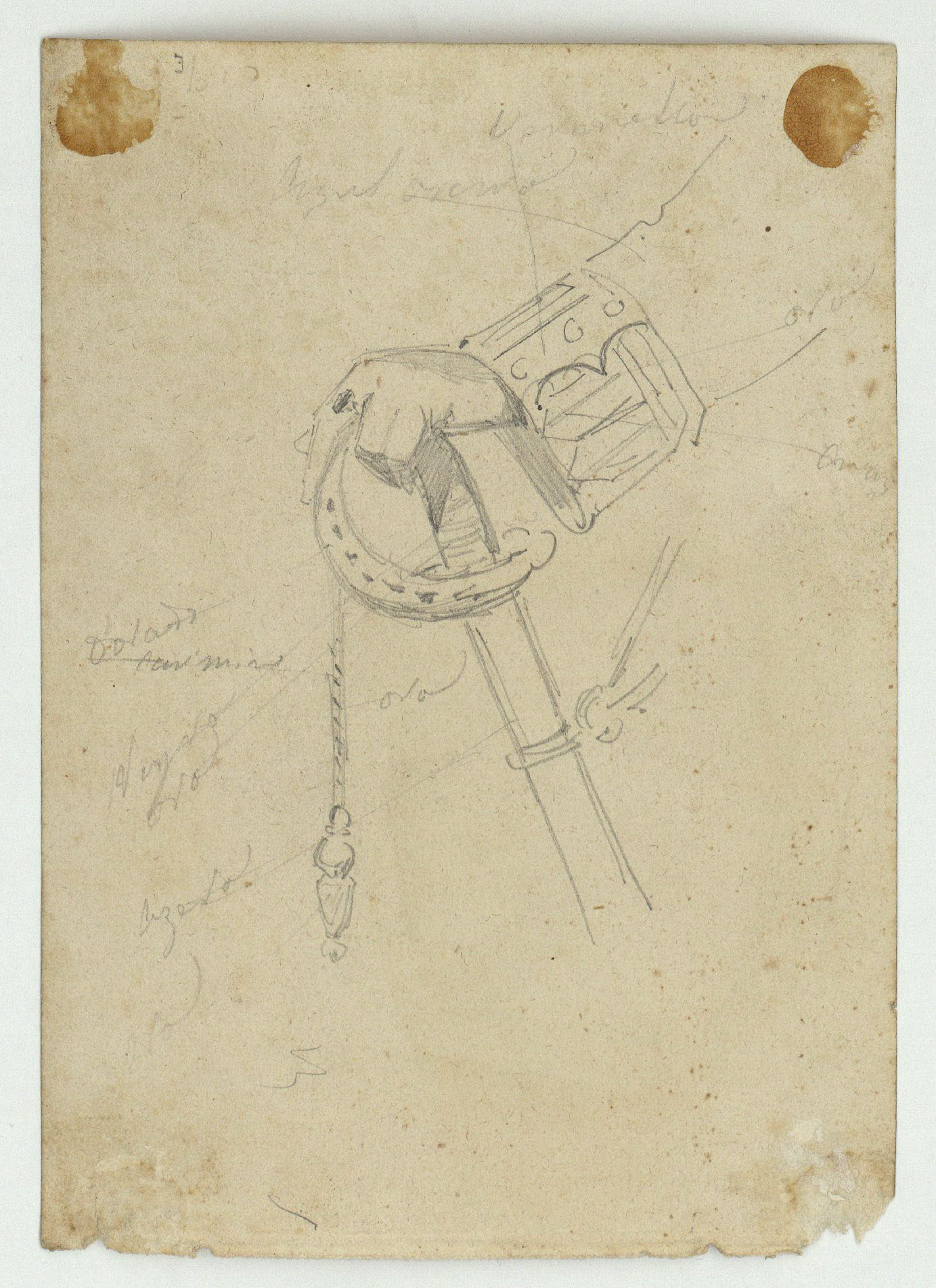 image for: Marià Fortuny - Cap masculí (anvers) / Braç amb una espasa (revers) - Cap a 1860-1862 [1]