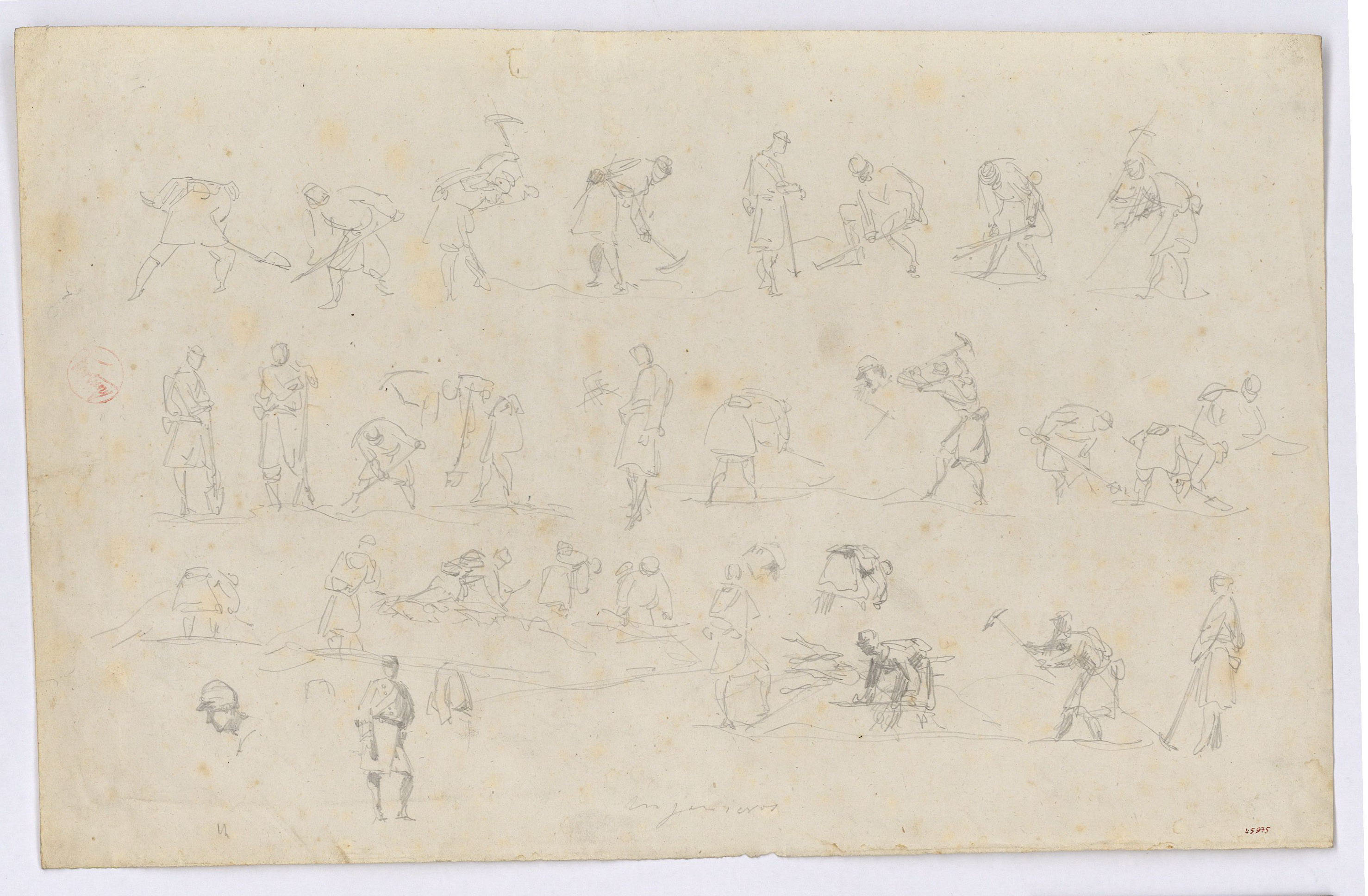 image for: Marià Fortuny - Esbossos de soldats en diverses actituds - Cap a 1860-1862