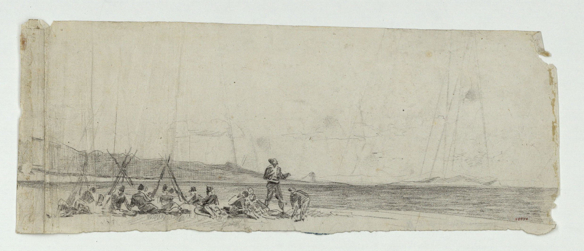 image for: Marià Fortuny - Soldats espanyols a la platja - Cap a 1860