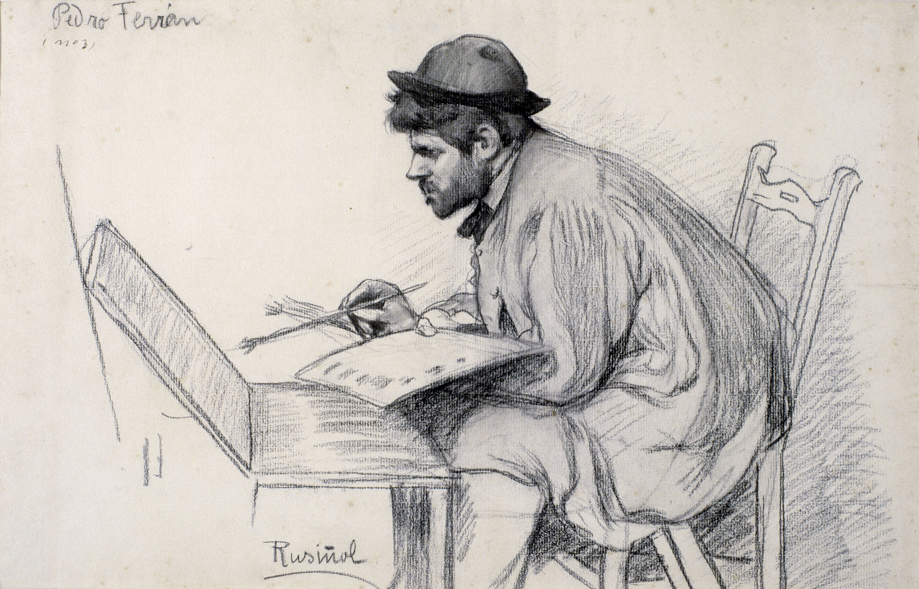 image for: Santiago Rusiñol - Retrat de Pere Ferran pintant - 1895