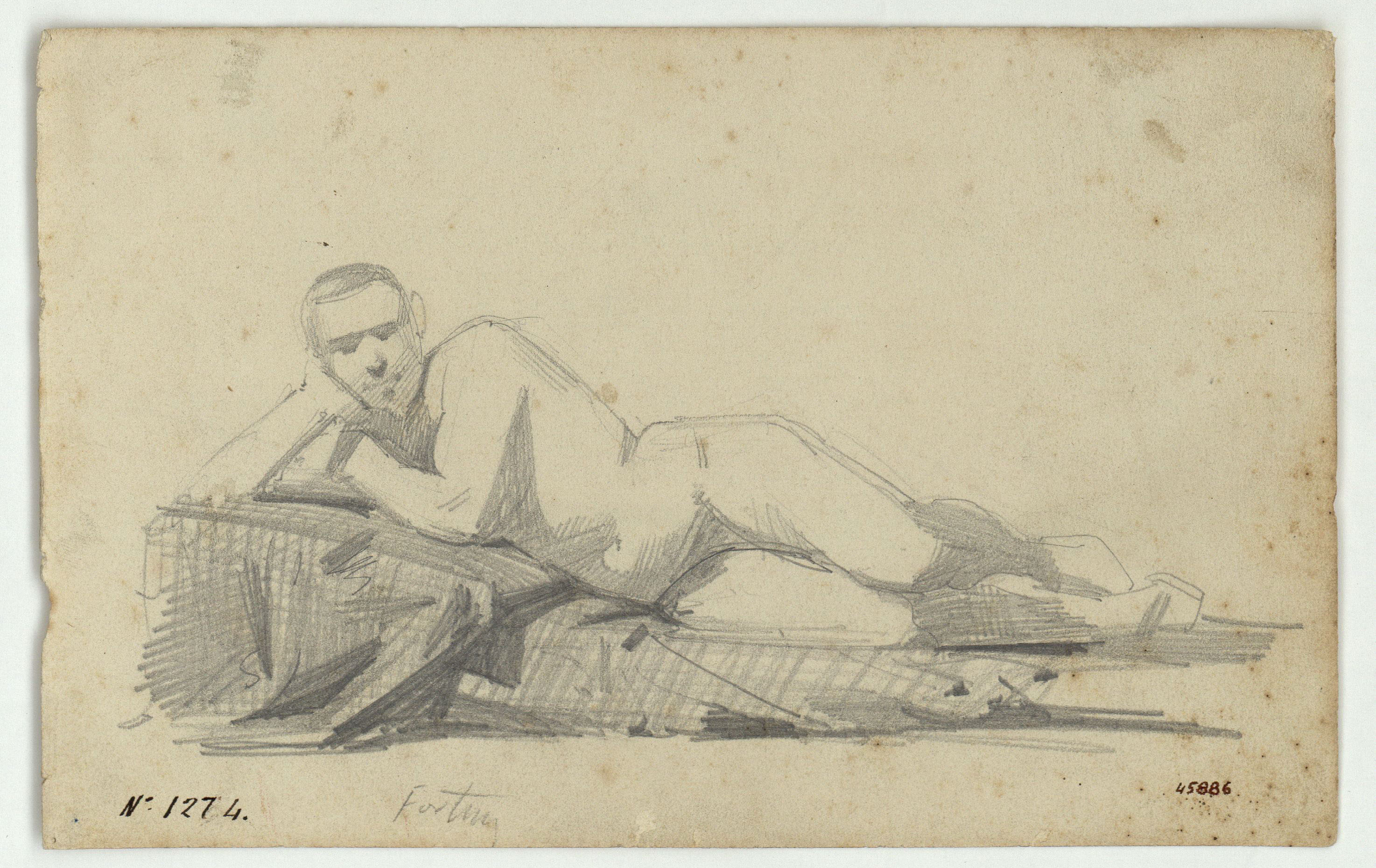 image for: Marià Fortuny - Estudi de nu masculí - Cap a 1856