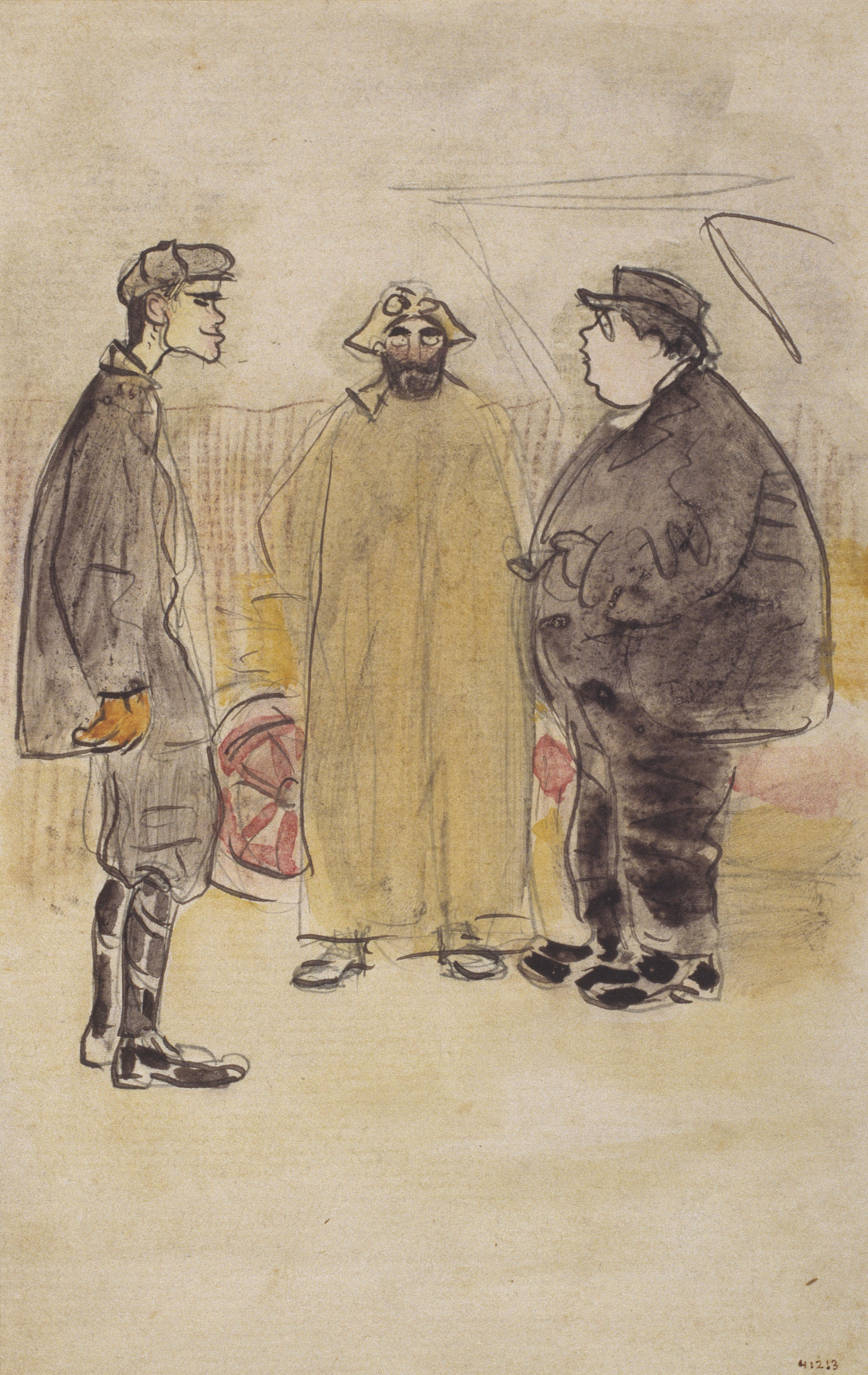 image for: Ramon Casas - Autoretrat vestit d&#039;automobilista, Albert Roqué i un altre personatge - Cap a 1890-1900