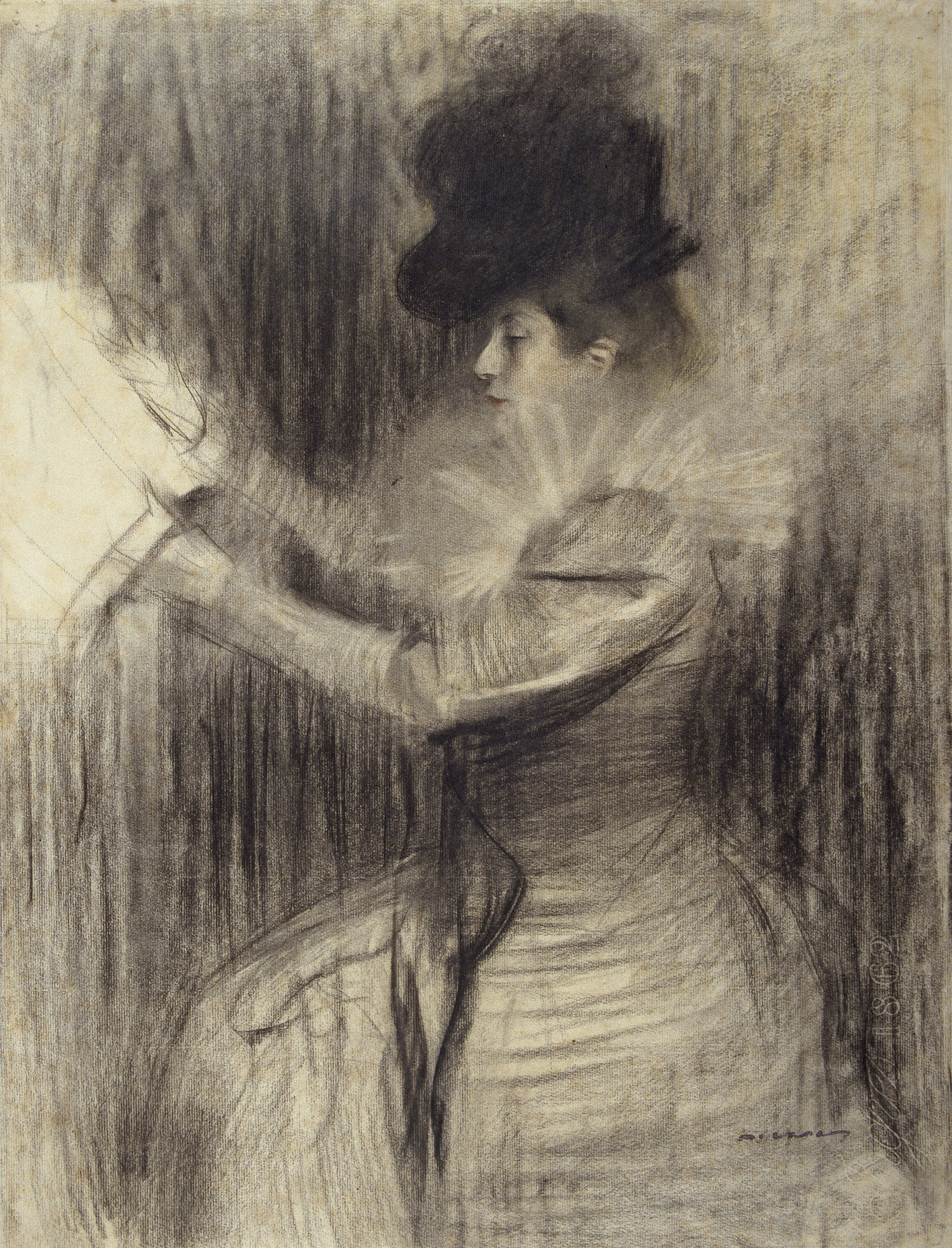 image for: Ramon Casas - Figura femenina - Cap a 1900